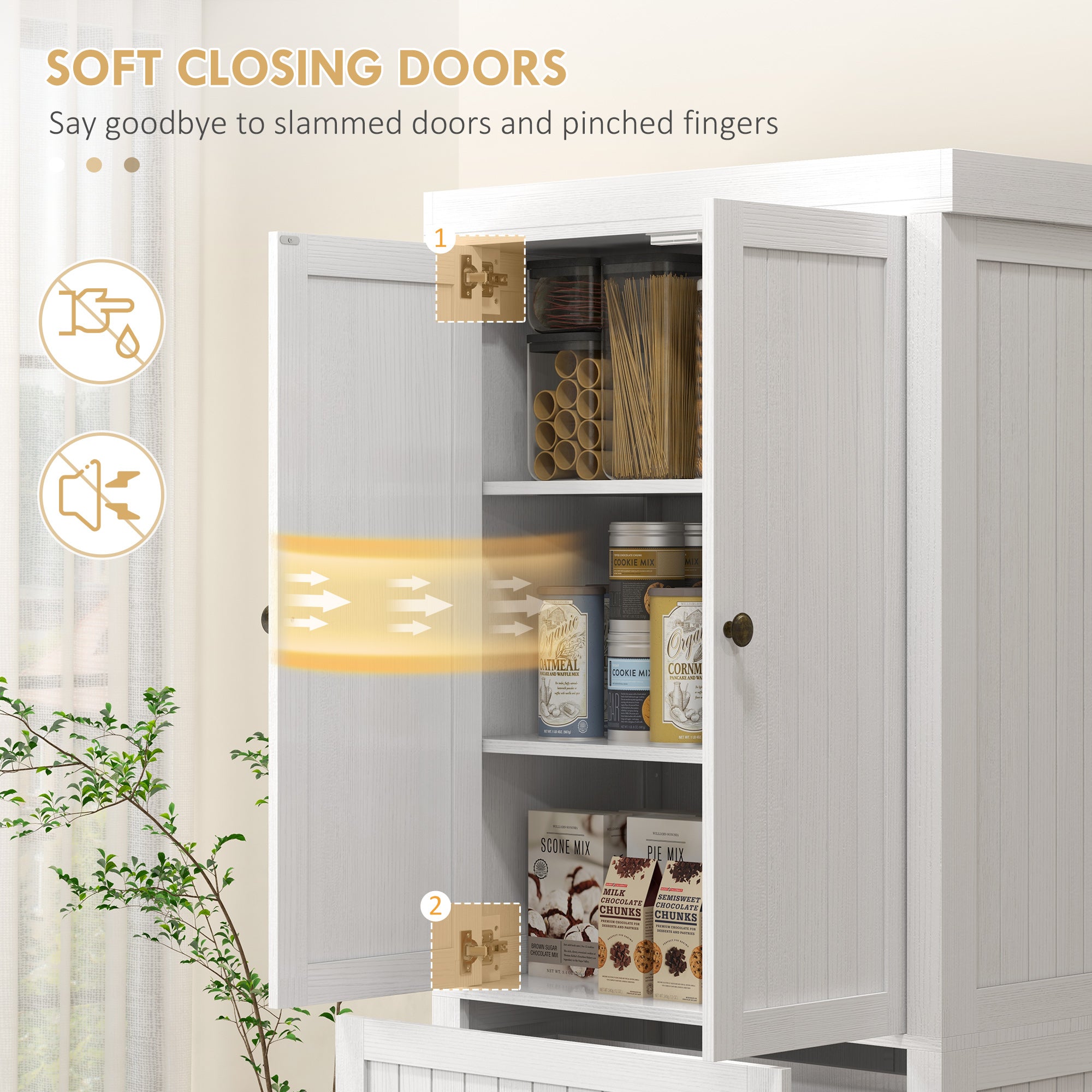 72" Kitchen Cabinet Pantry Cabinet with 4 Doors 2 Adjustable Shelves White