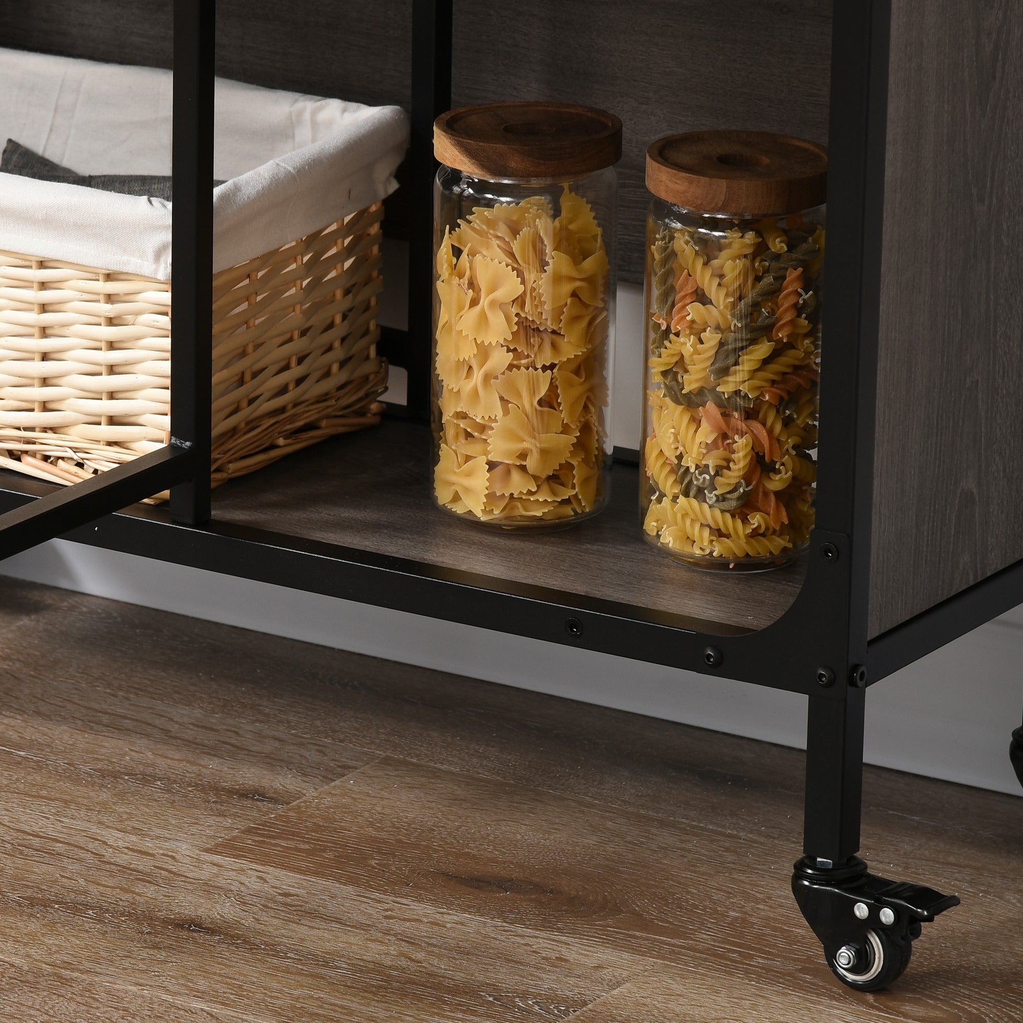 Mobile Drop Leaf Table, Folding Dining Table with 6 Wheels & Storage Shelf for Small Spaces, Kitchen, Dining Room, Grey