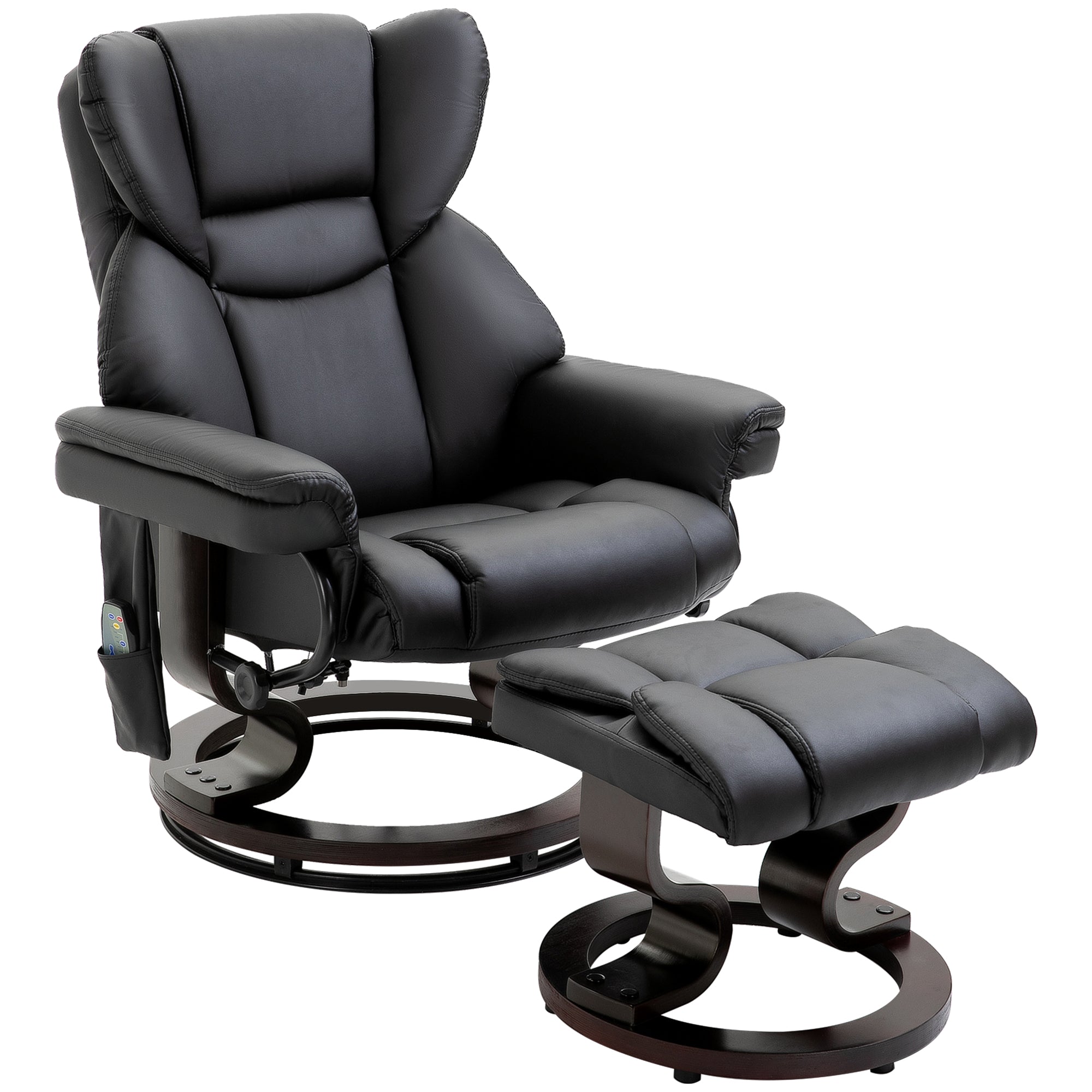 Massage Recliner Chair With Ottoman Footrest 10 Vibration Points 360 Swivel Black