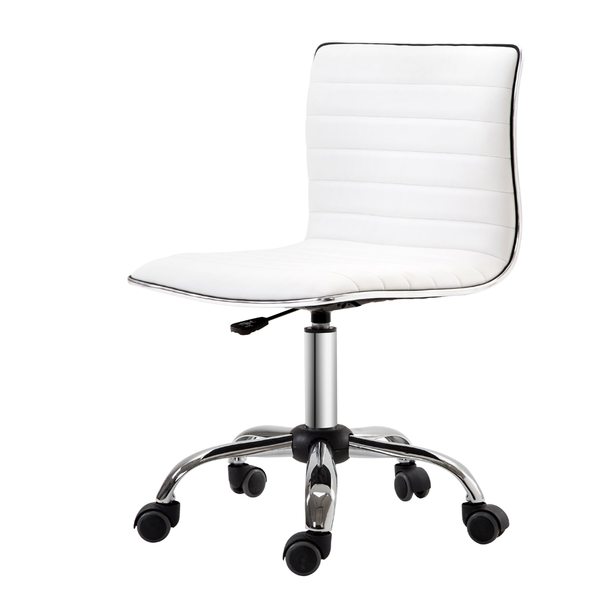 HOMCOM Adjustable Swivel Office Chair with Armless Mid-Back in PU Leather and Chrome Base - White