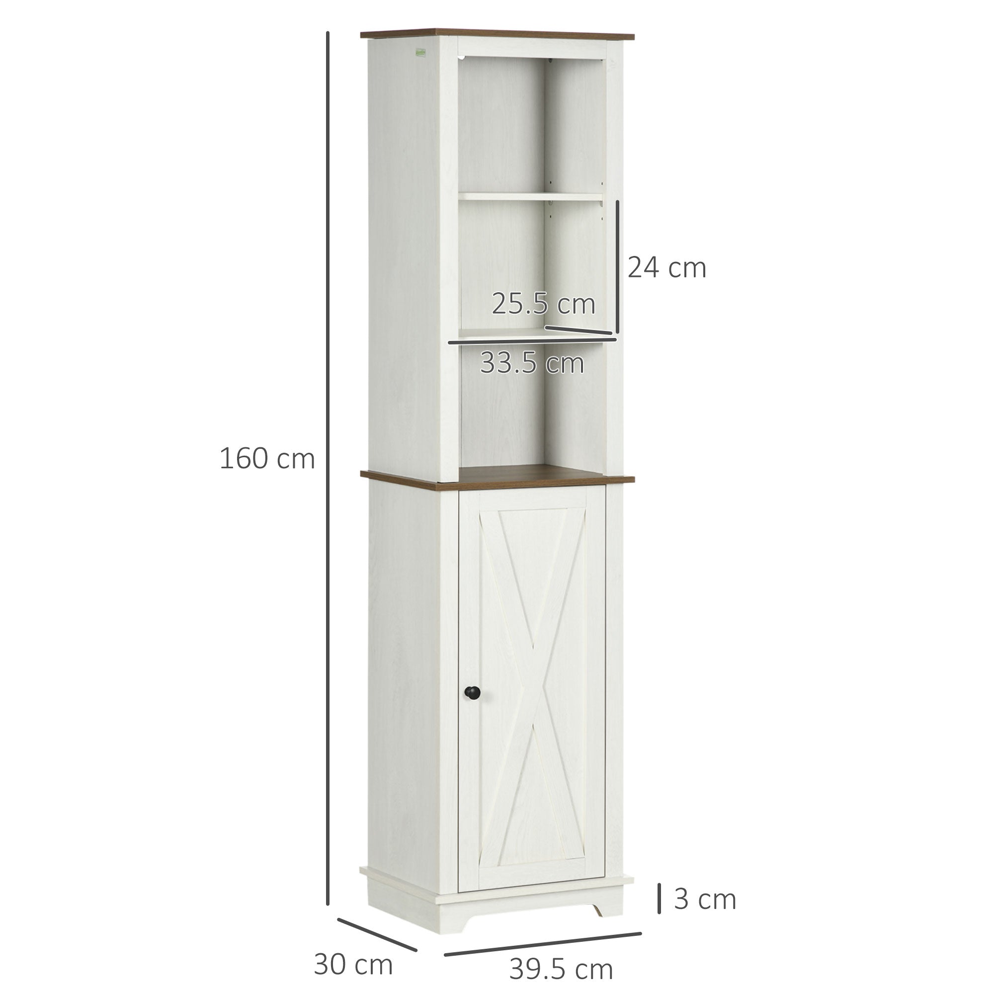 kleankin Tall Bathroom Floor Cabinet, Free Standing Storage Cupboard with Door and Adjustable Shelves for Kitchen, Living Room, White