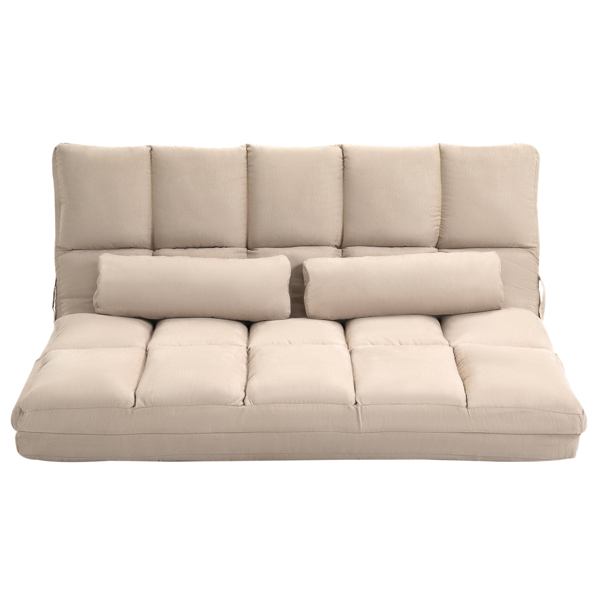 51.25" Convertible Floor Sofa Chair, Folding Couch Bed w/ Adjustable Backrest, Beige