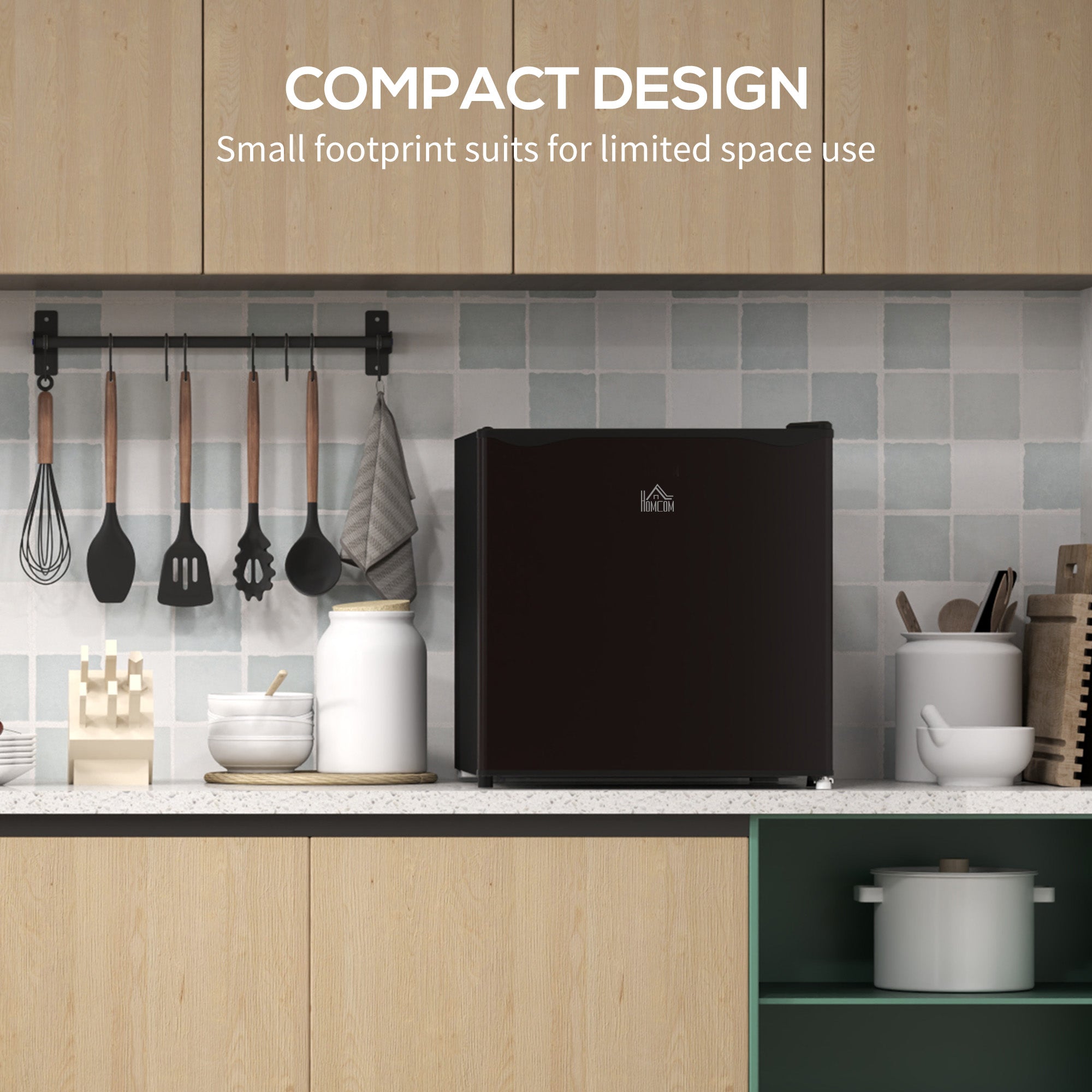 HOMCOM Tabletop Mini Freezer with 35 Litre Capacity, Small Freezer with Reversible Door, Adjustable Temperature and Removable Wire Shelf for Bedrooms, Home Office, Black