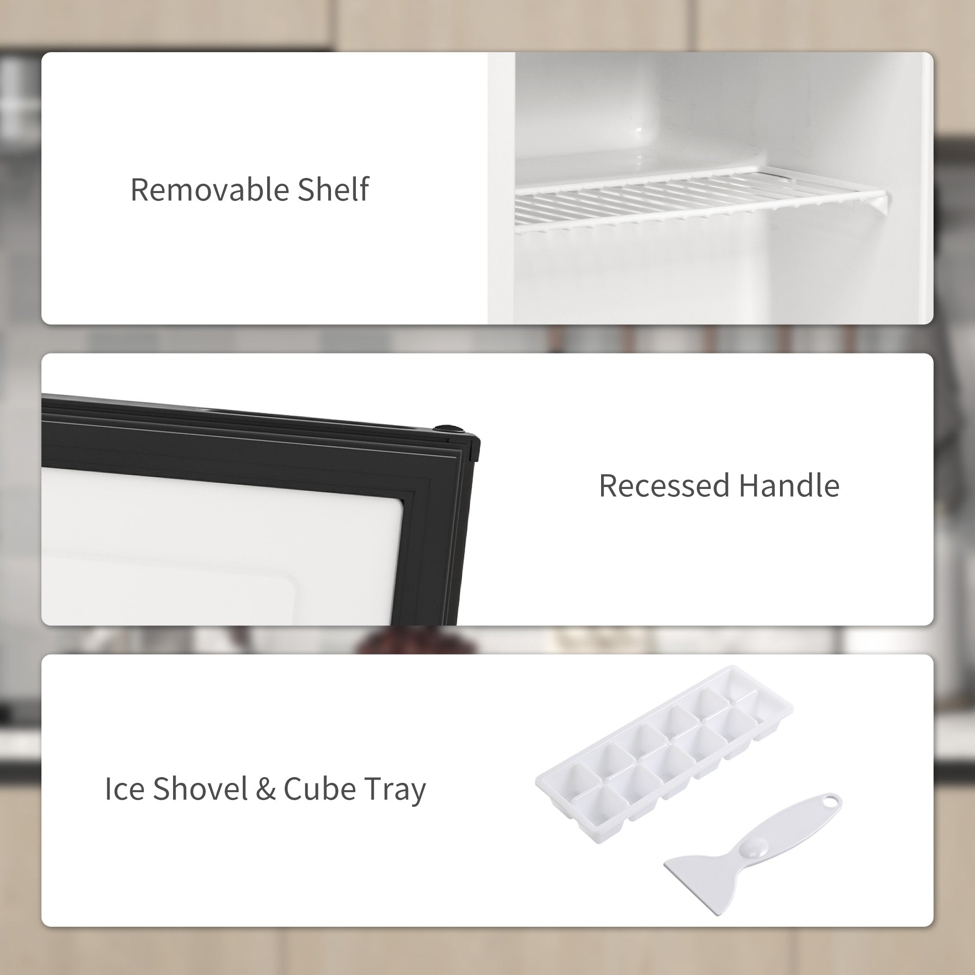 HOMCOM Tabletop Mini Freezer with 35 Litre Capacity, Small Freezer with Reversible Door, Adjustable Temperature and Removable Wire Shelf for Bedrooms, Home Office, Black