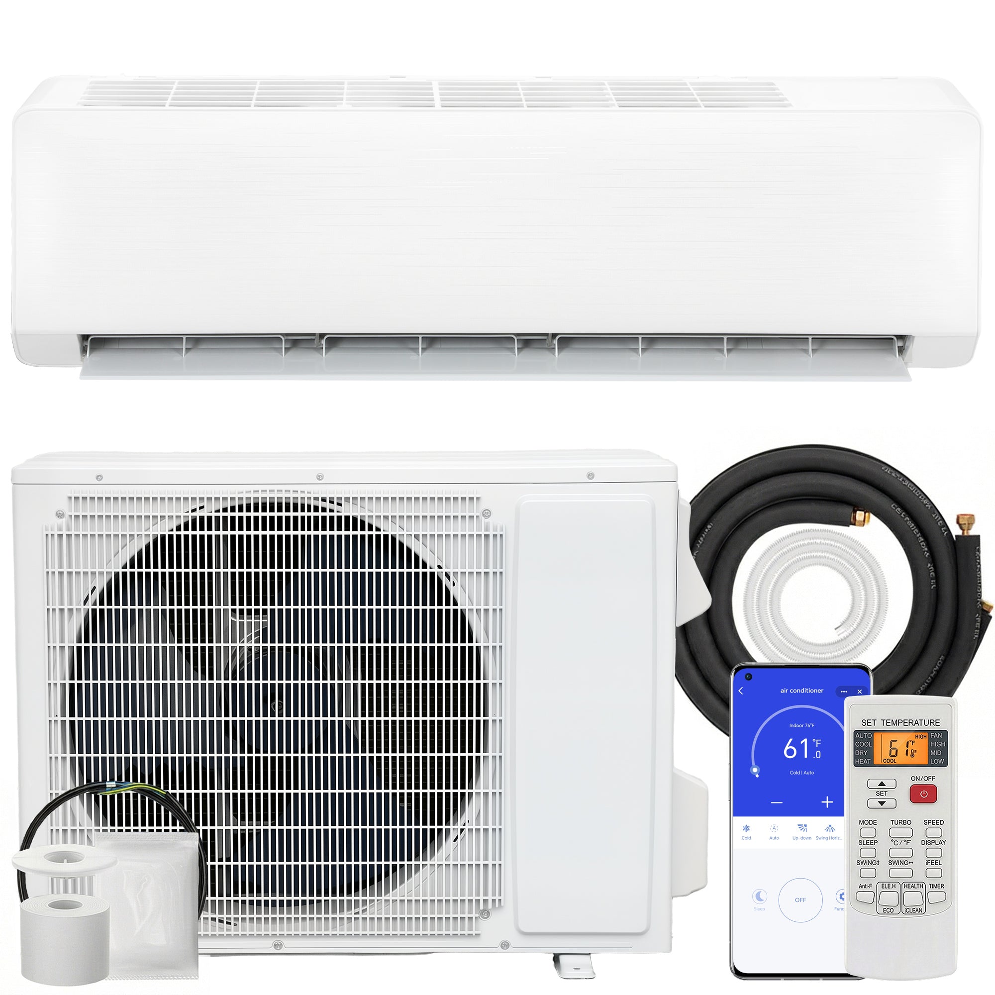 24000 BTU Mini Split Air Conditioner and Heat Pump, 22 SEER2 230V WIFI Enabled Energy Efficient Ductless Inverter AC Unit Cools up to 1500 Sq.Ft, Works with Alexa, Installation Kit