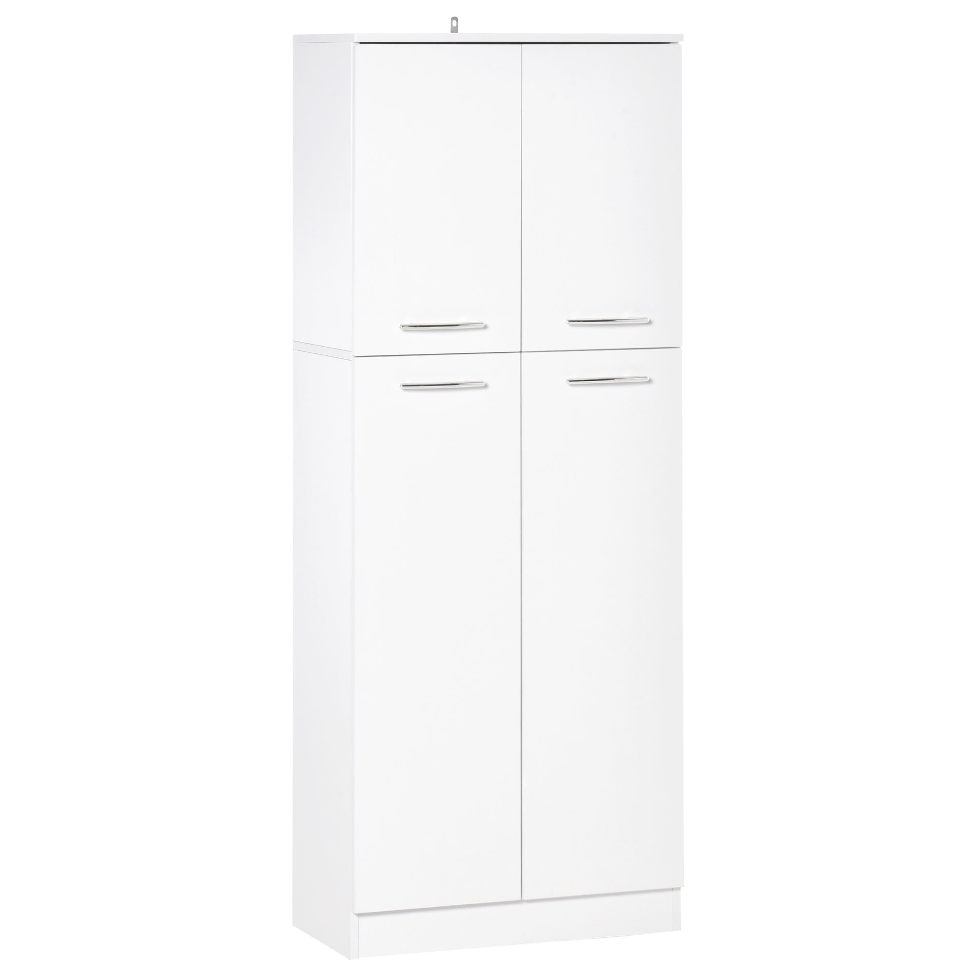61" Pantry Cabinet, Kitchen Pantry Storage Cabinet with 2 Doors and Adjustable Shelves, Freestanding Storage Cabinet, White