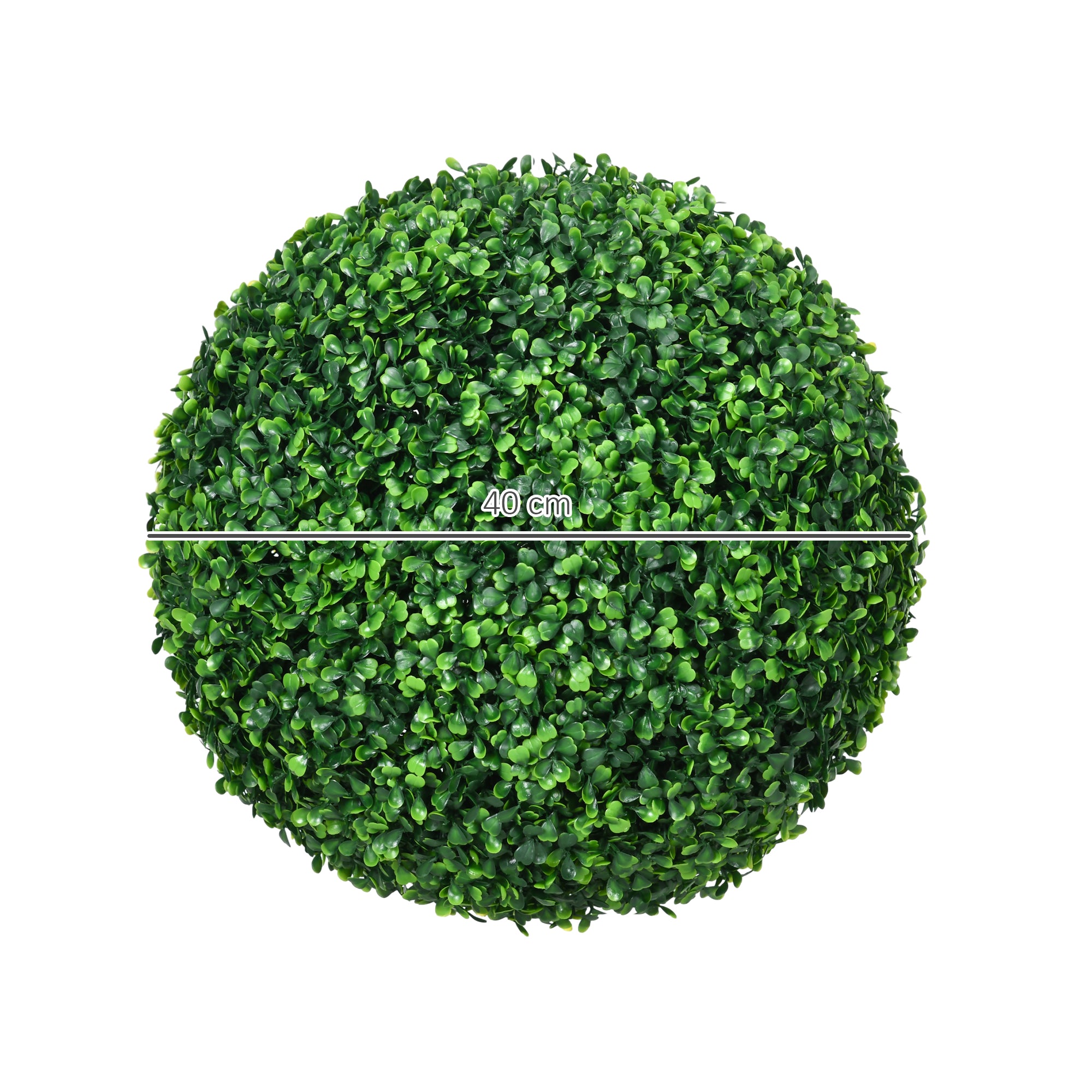 HOMCOM Set of 2 Artificial Topiary Balls, 40cm Faux Boxwood Balls, Hanging Decoration for Home, Indoor, Outdoor, Green