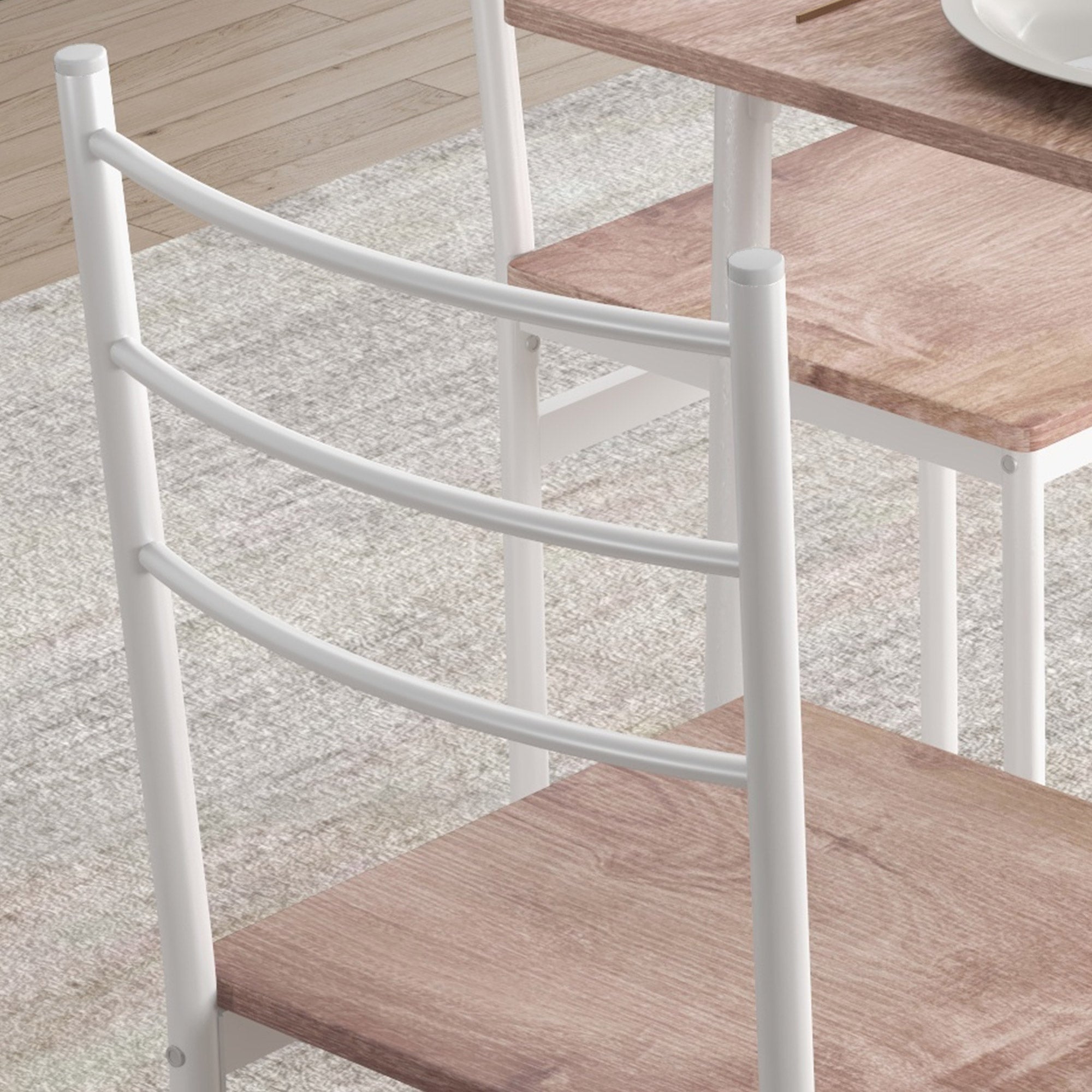 HOMCOM 5 Piece Dining Table and Chairs Set, Dining Room Sets, Steel Frame Space Saving Table and 4 Chairs for Compact Kitchens, White