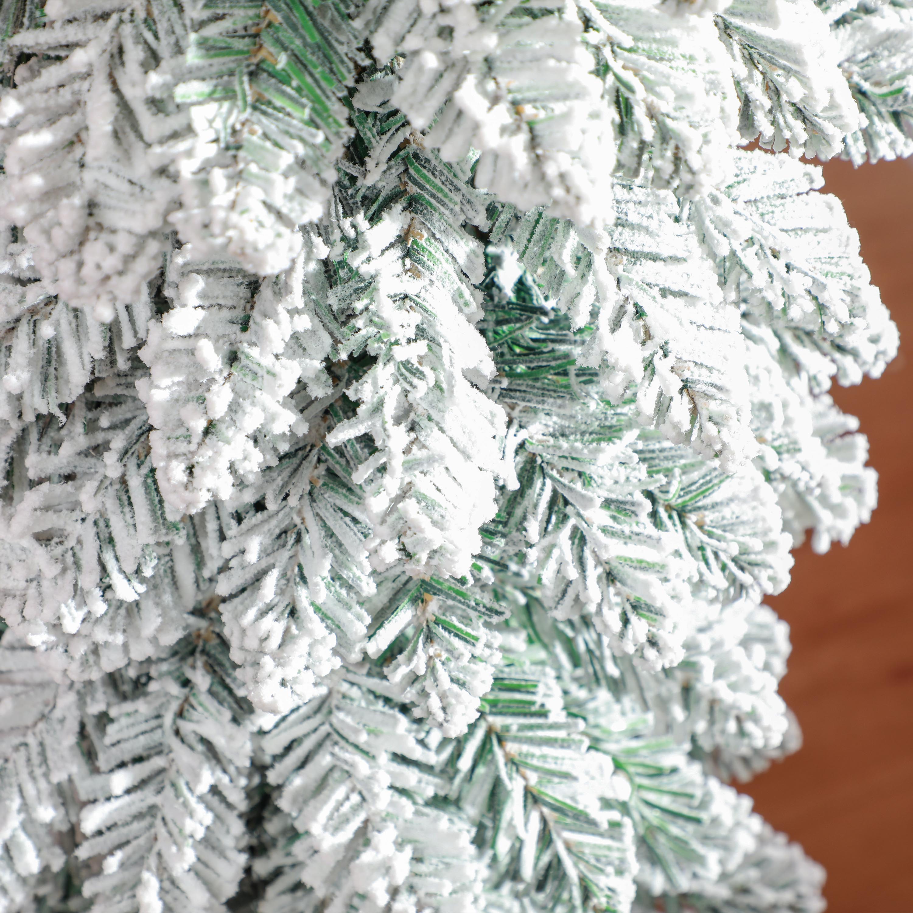 5' Tall Unlit Snow-Flocked Artificial Christmas Tree, Slim Pencil Xmas Tree with Realistic Branches and 301 Tips, Green