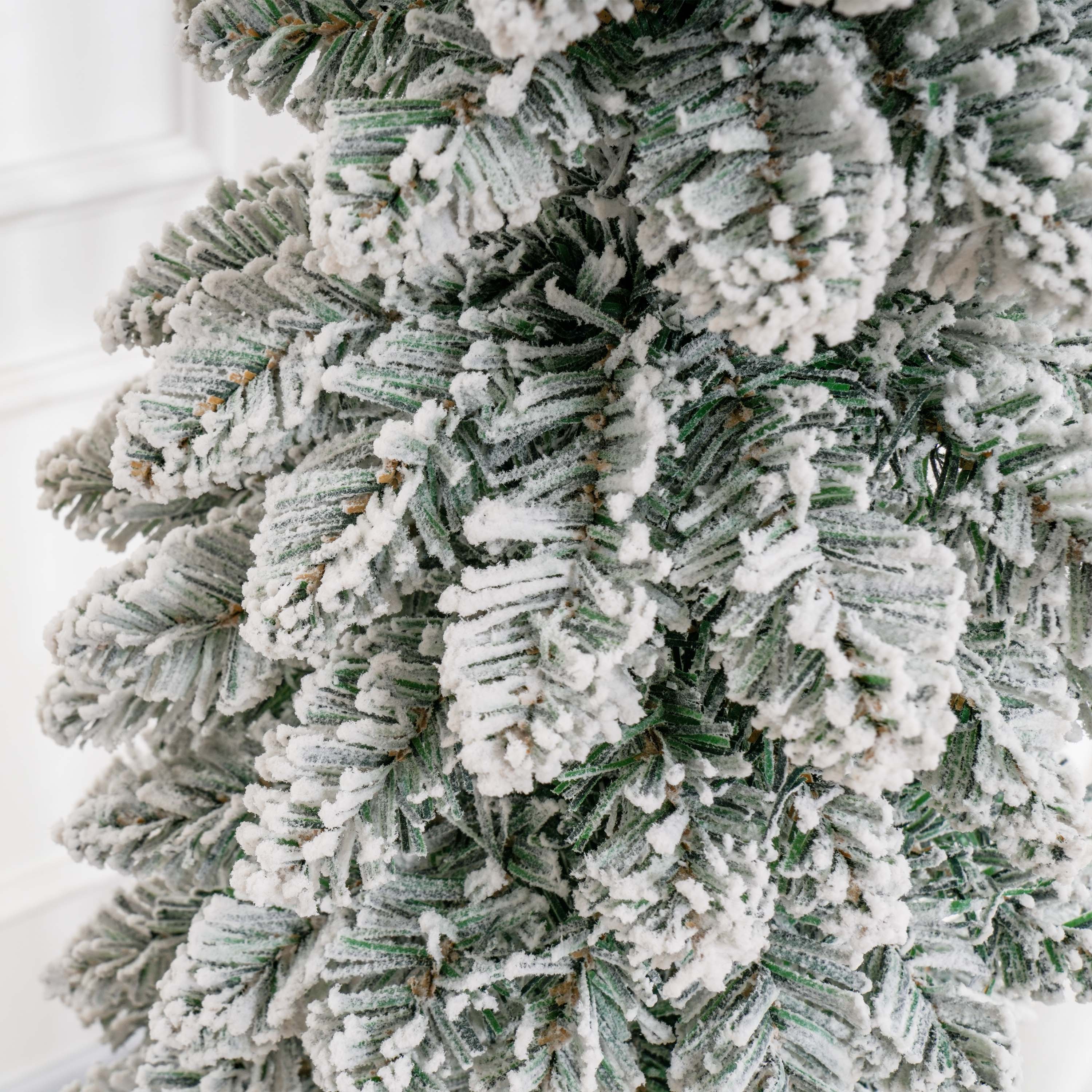 5' Tall Unlit Snow-Flocked Artificial Christmas Tree, Slim Pencil Xmas Tree with Realistic Branches and 301 Tips, Green