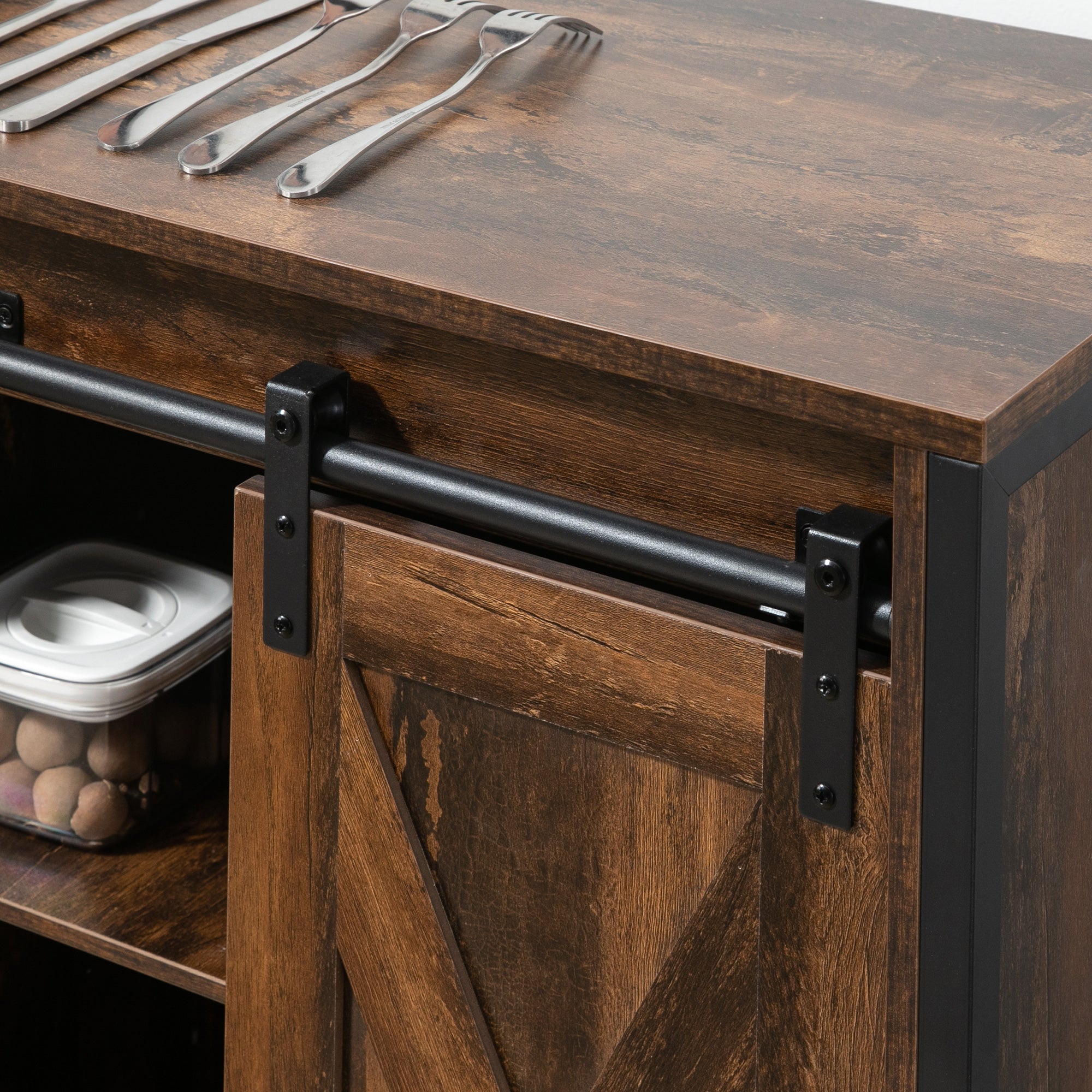 Industrial Sideboard Buffet Cabinet Coffee Bar Cabinet Rustic Brown