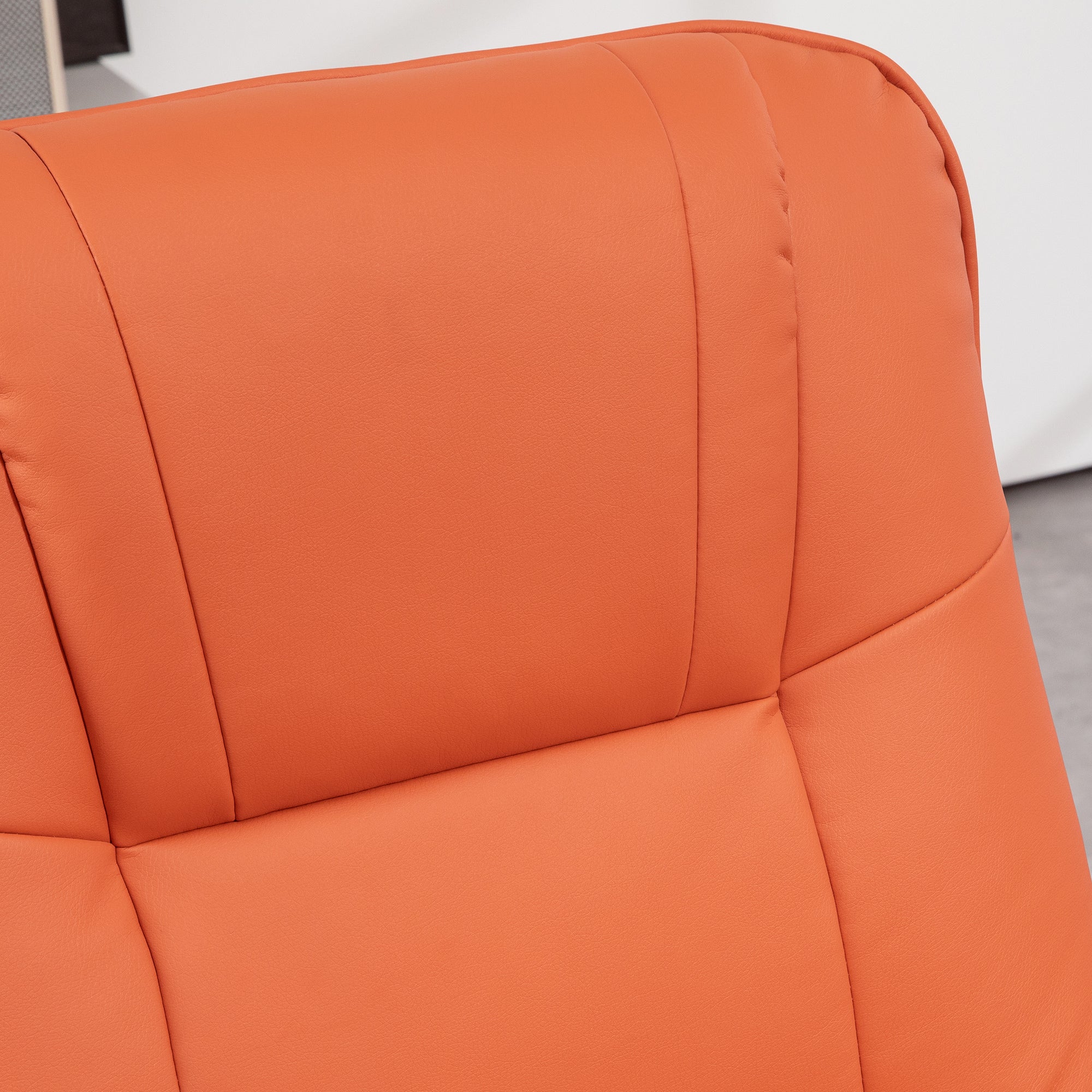 Faux Leather Recliner Chair, Swivel Recliner w/ Footrest, Armrest & Wood Base, Orange - HOMCOM