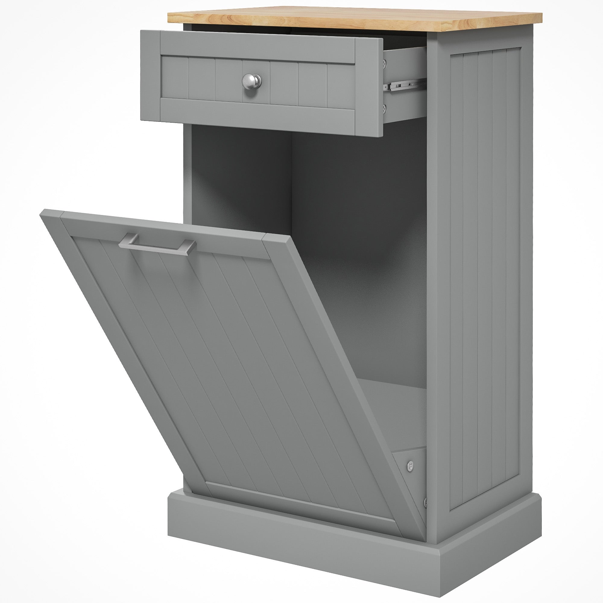 Hidden Container Waste Bin Hands Free Kitchen Cabinet Tipping Opening