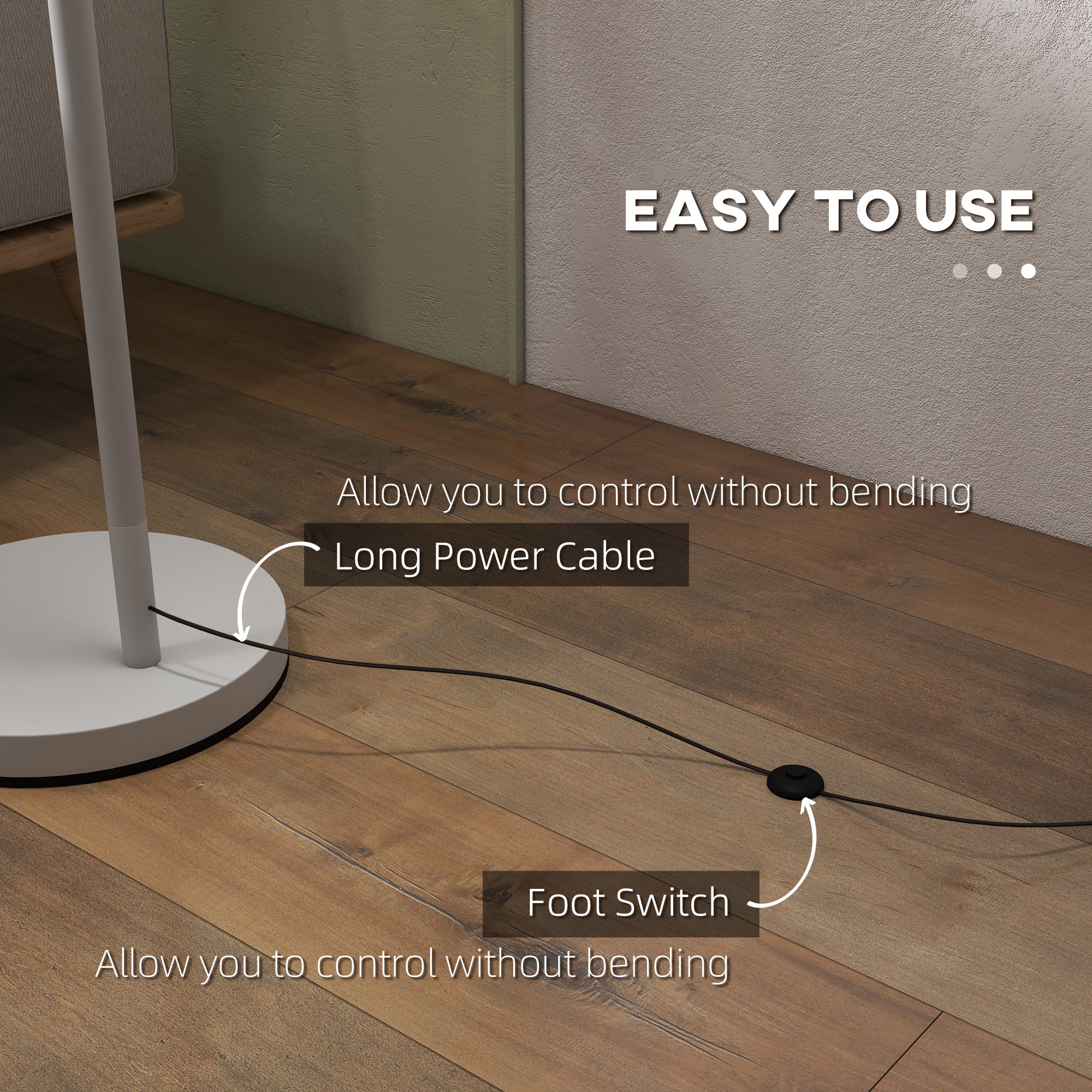 HOMCOM Modern Floor Lamps for Living Room with Rotating Lampshade, Standing Lamp for Bedroom, LED Bulb Included, Grey