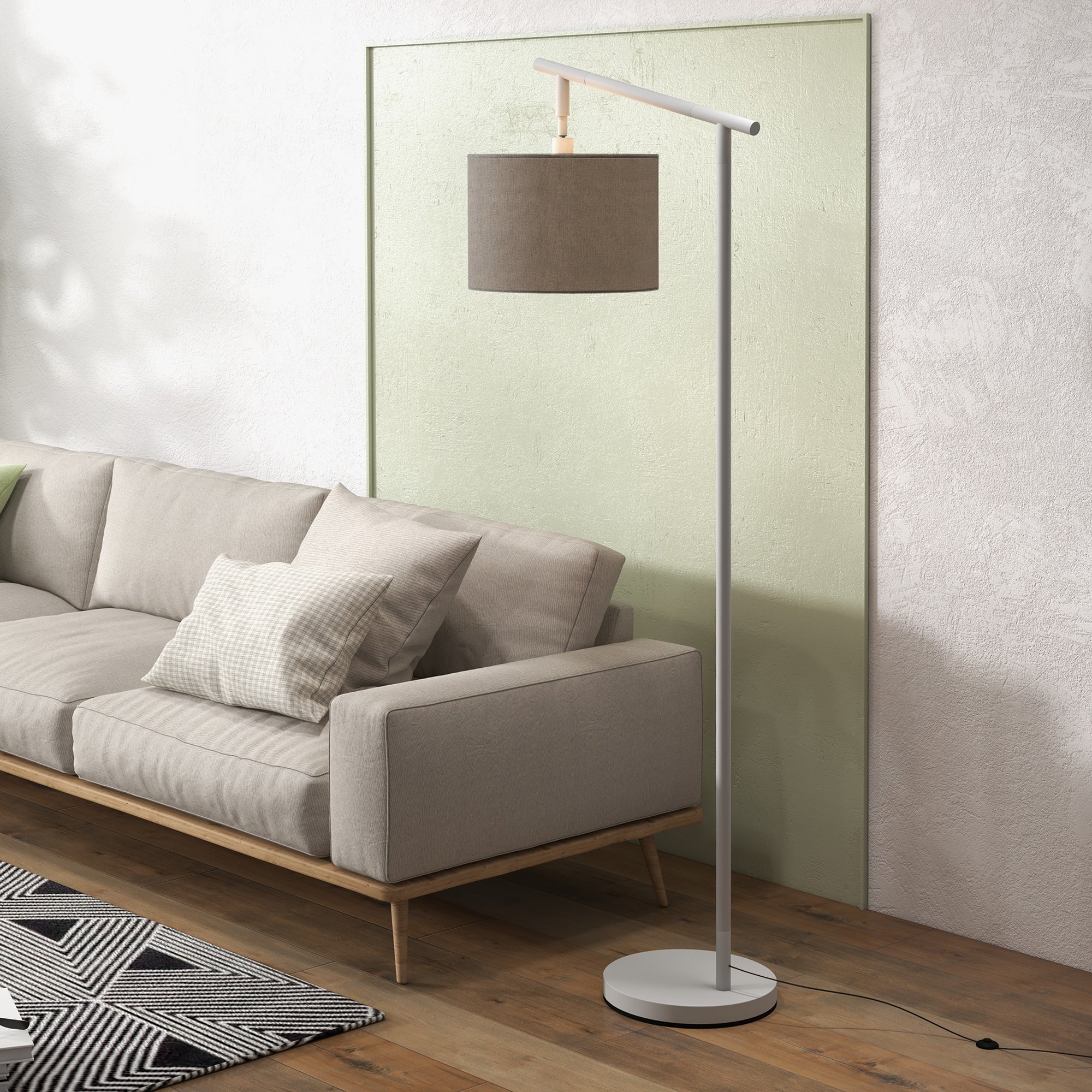 HOMCOM Modern Floor Lamps for Living Room with Rotating Lampshade, Standing Lamp for Bedroom, LED Bulb Included, Grey