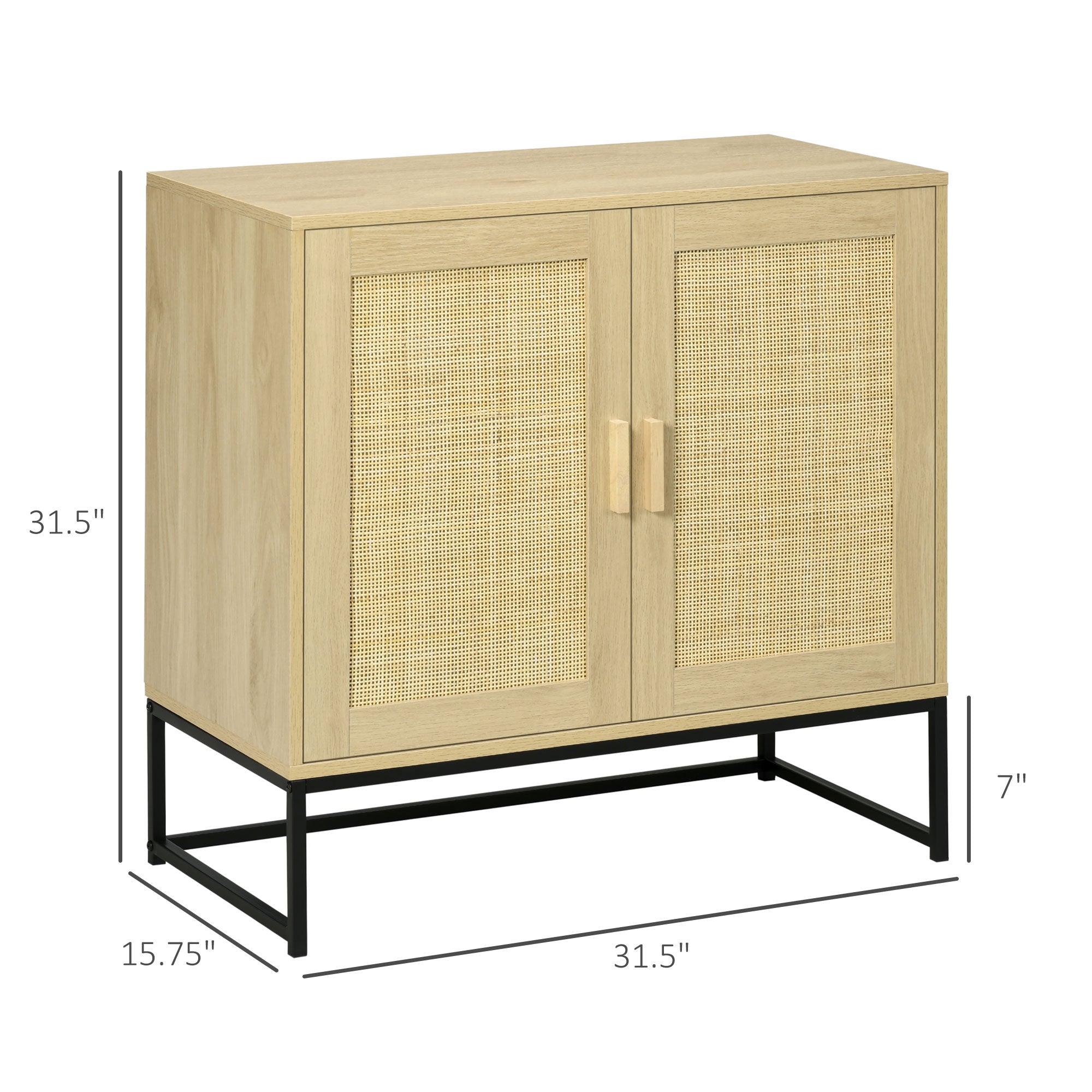 Solace Sideboard Cabinet with Rattan Doors Adjustable Shelf Metal Base Storage Cabinet