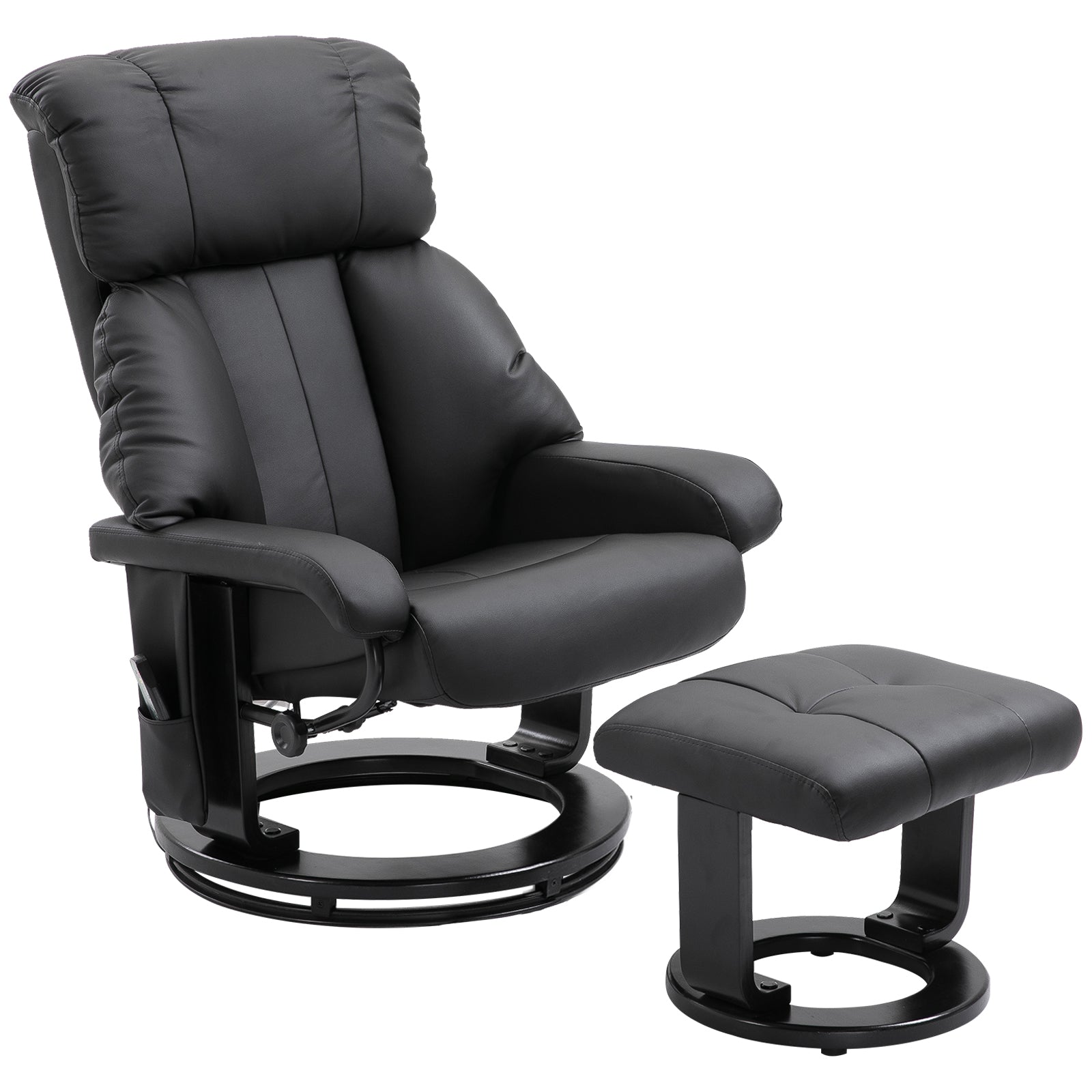 10-Point Massage Recliner Chair, Vibration Massage Sofa w/ Ottoman Footrest, Black