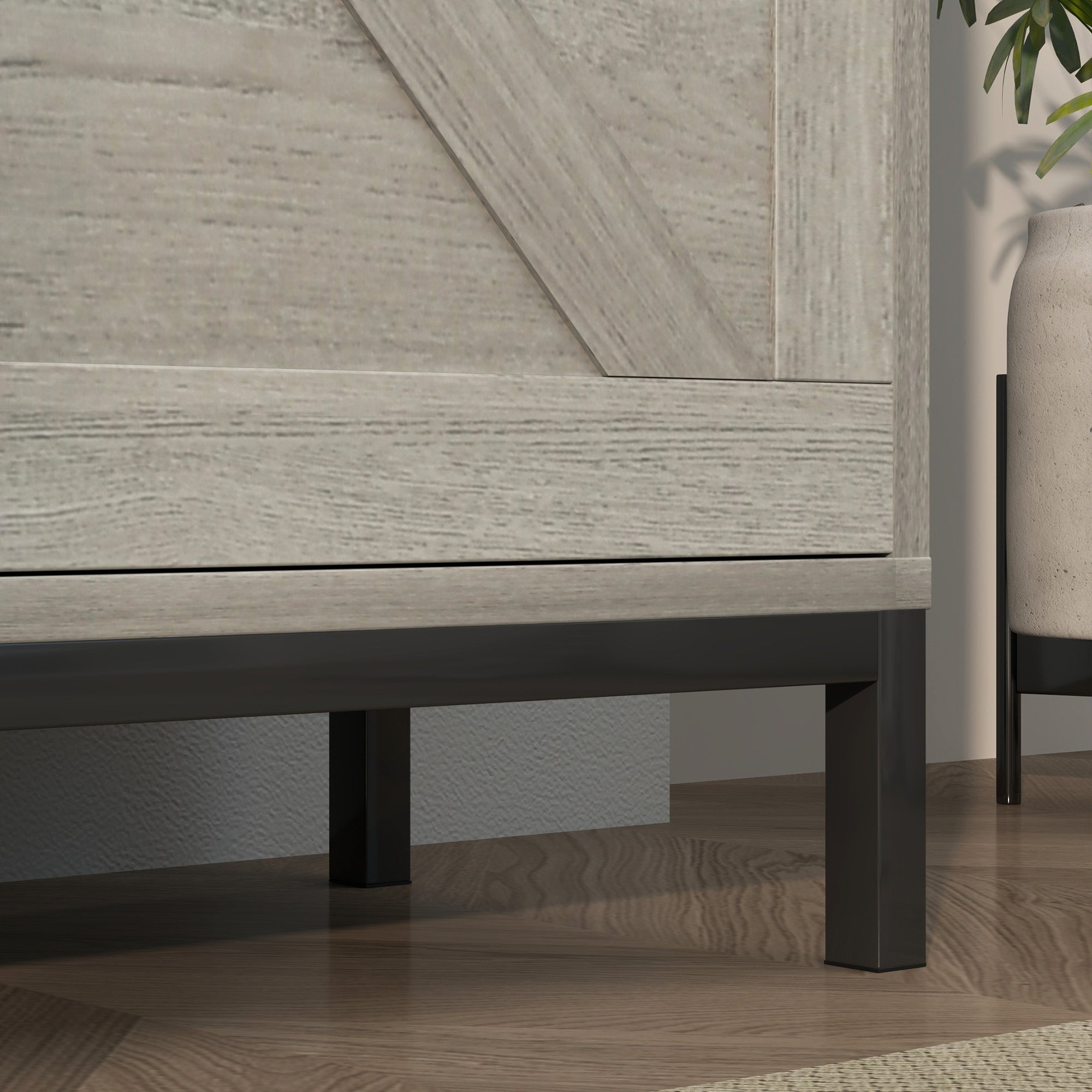 HOMCOM Shoe Storage Cabinet with 2 Flip Drawers, Legs, Farmhouse Freestanding Narrow Shoe Cabinet, Slim Hidden Rack Organizer for Entryway, Hallway, Light Gray Wood Grain