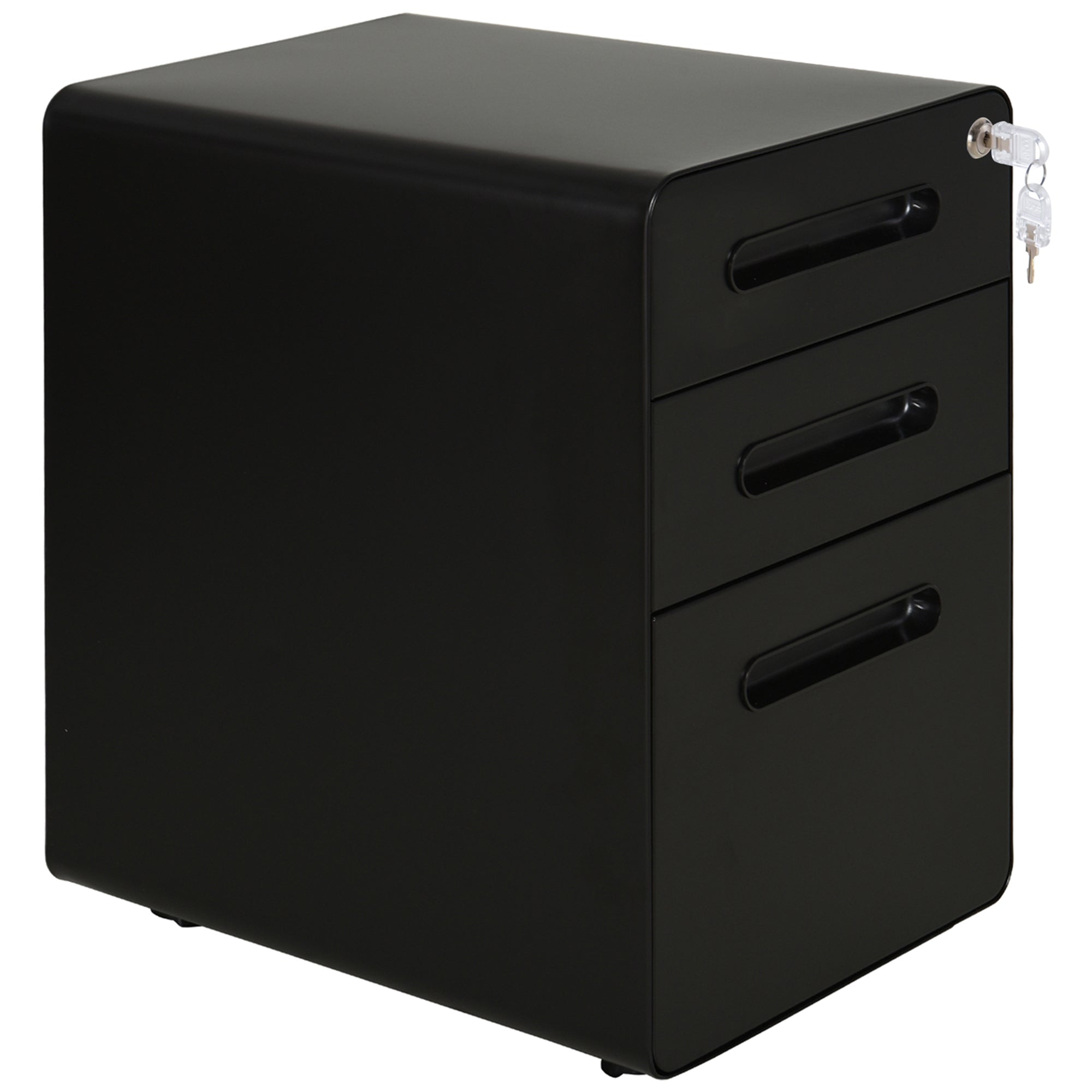 Vinsetto Lockable File Cabinet with 3 Drawers, Vertical Office Drawer for A4, Letter, Legal Size, Anti-tilt Design, Pre-Assembled Body, Black