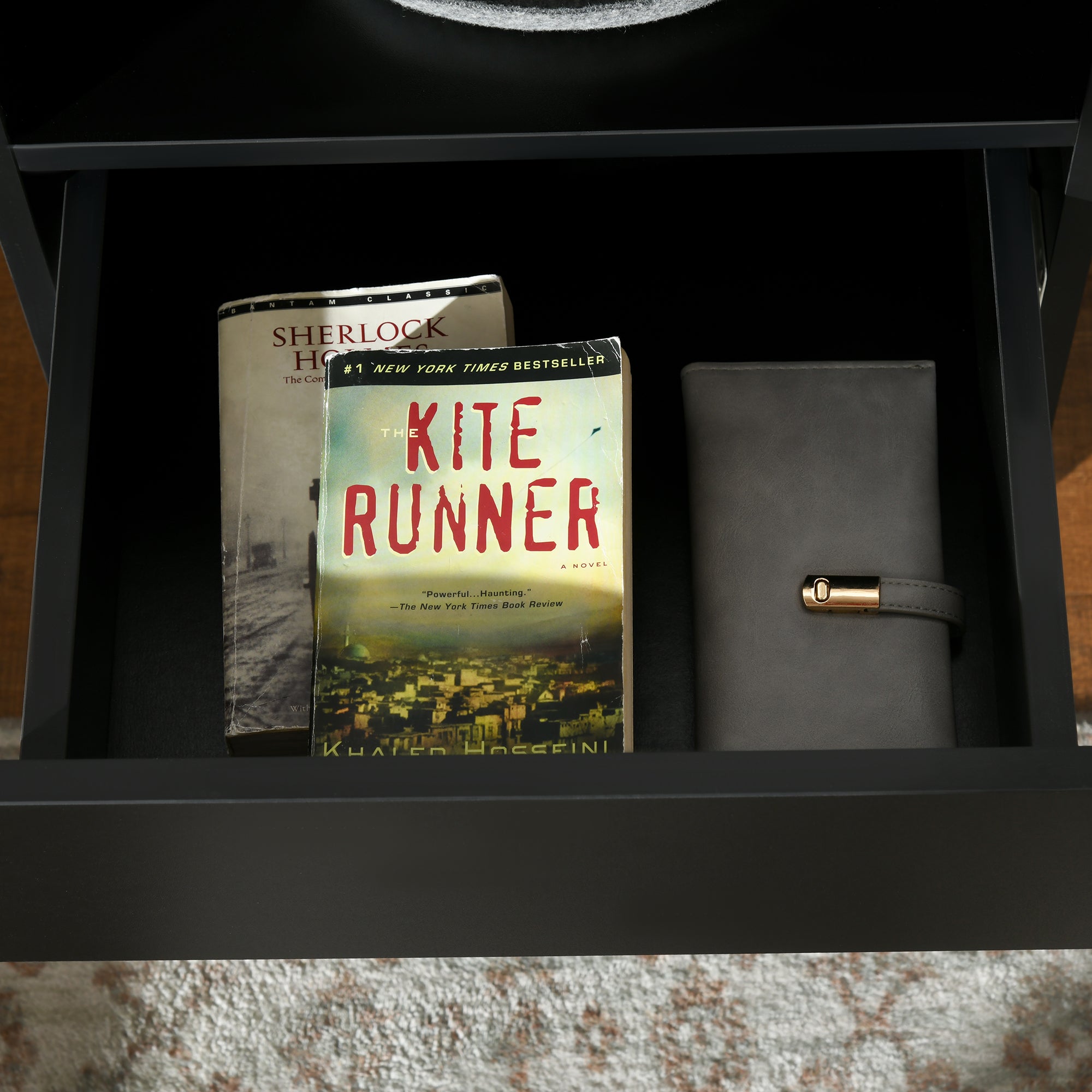 HOMCOM Bedside Table with LED Light, LED Nightstand with Drawer, 2 Shelves and Remote, Modern Side Table for Bedroom, Black