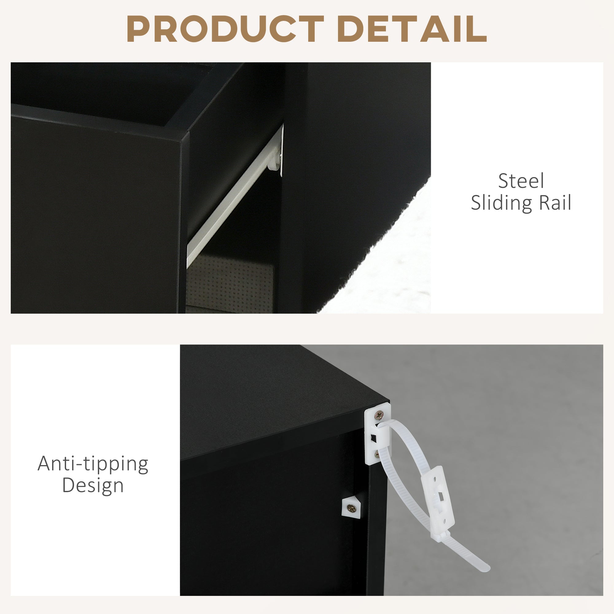 HOMCOM Bedside Table with LED Light, LED Nightstand with Drawer, 2 Shelves and Remote, Modern Side Table for Bedroom, Black