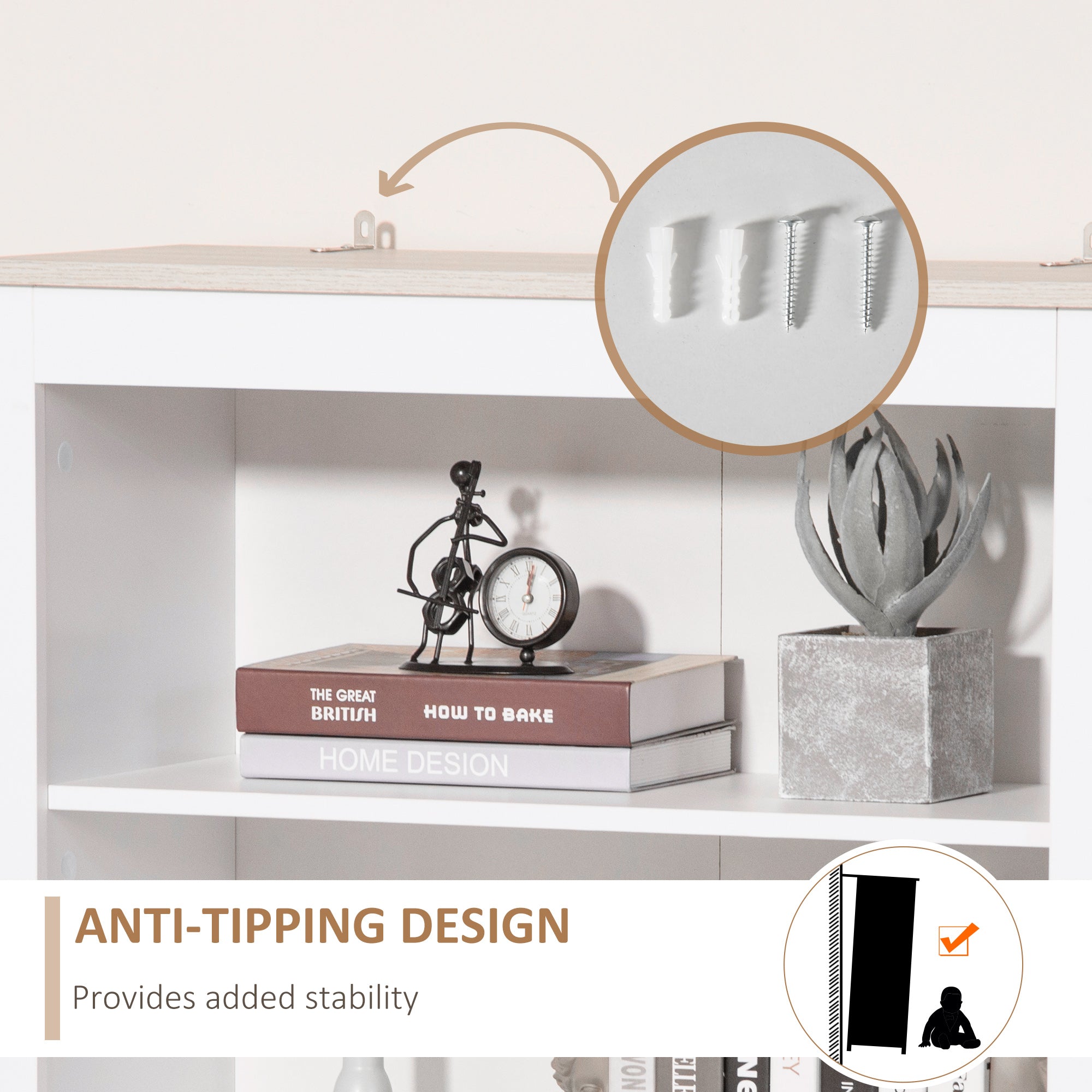 70" Freestanding Storage Pantry Cabinet with 3-Tier Shelving & Open Countertop, White