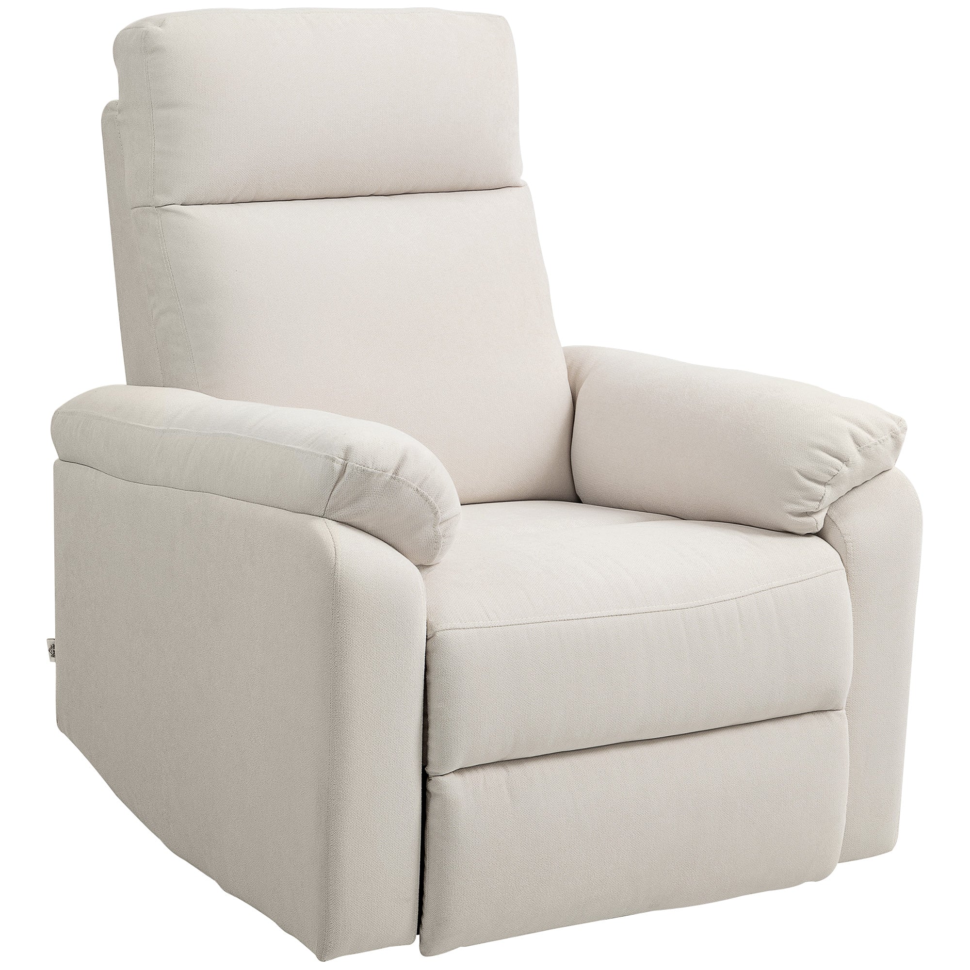 HOMCOM Swivel Rocker Recliner Chair, Wide Rocking Single Sofa with Pocket Spring, Footrest, Modern Fabric Overstuffed Reclining Chair for Living Room, Bedroom, Quick Assembly, Cream White