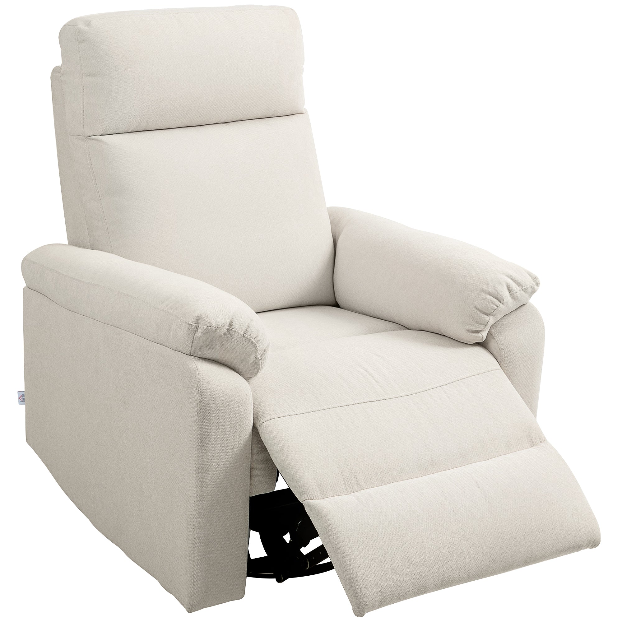 HOMCOM Swivel Rocker Recliner Chair, Wide Rocking Single Sofa with Pocket Spring, Footrest, Modern Fabric Overstuffed Reclining Chair for Living Room, Bedroom, Quick Assembly, Cream White