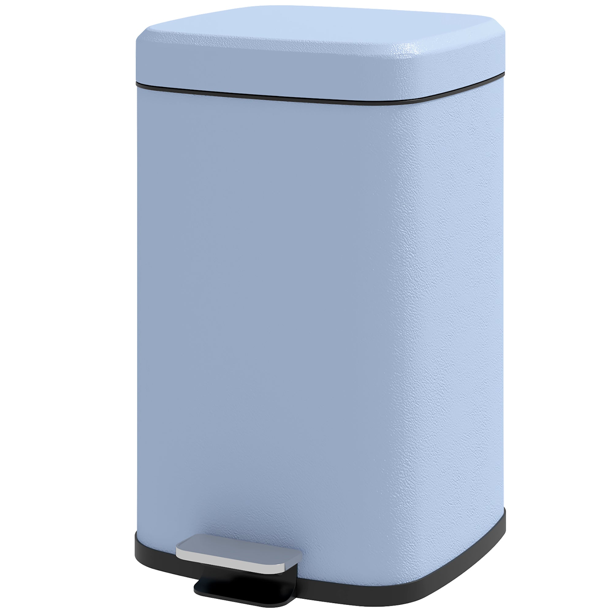 HOMCOM 20 Litre Pedal Bin, Fingerprint Proof Kitchen Bin with Soft-close Lid, Metal Rubbish Bin with Foot Pedal and Removable Inner Bucket, Light Blue