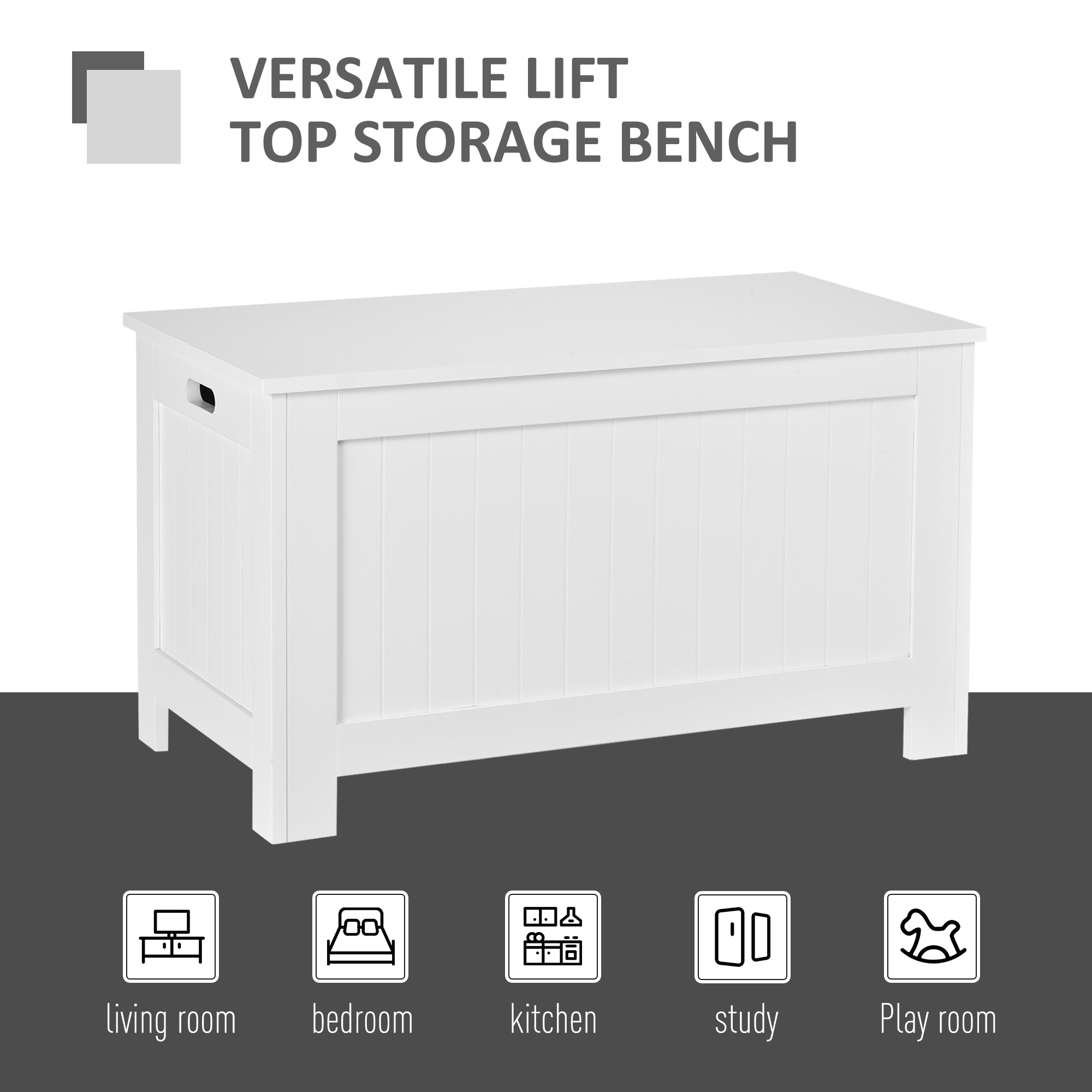 HOMCOM Storage Chest, Modern Storage Trunk with 2 Safety Hinges and Flip-Top Lid, Blanket Box for Bedroom, Living Room, White
