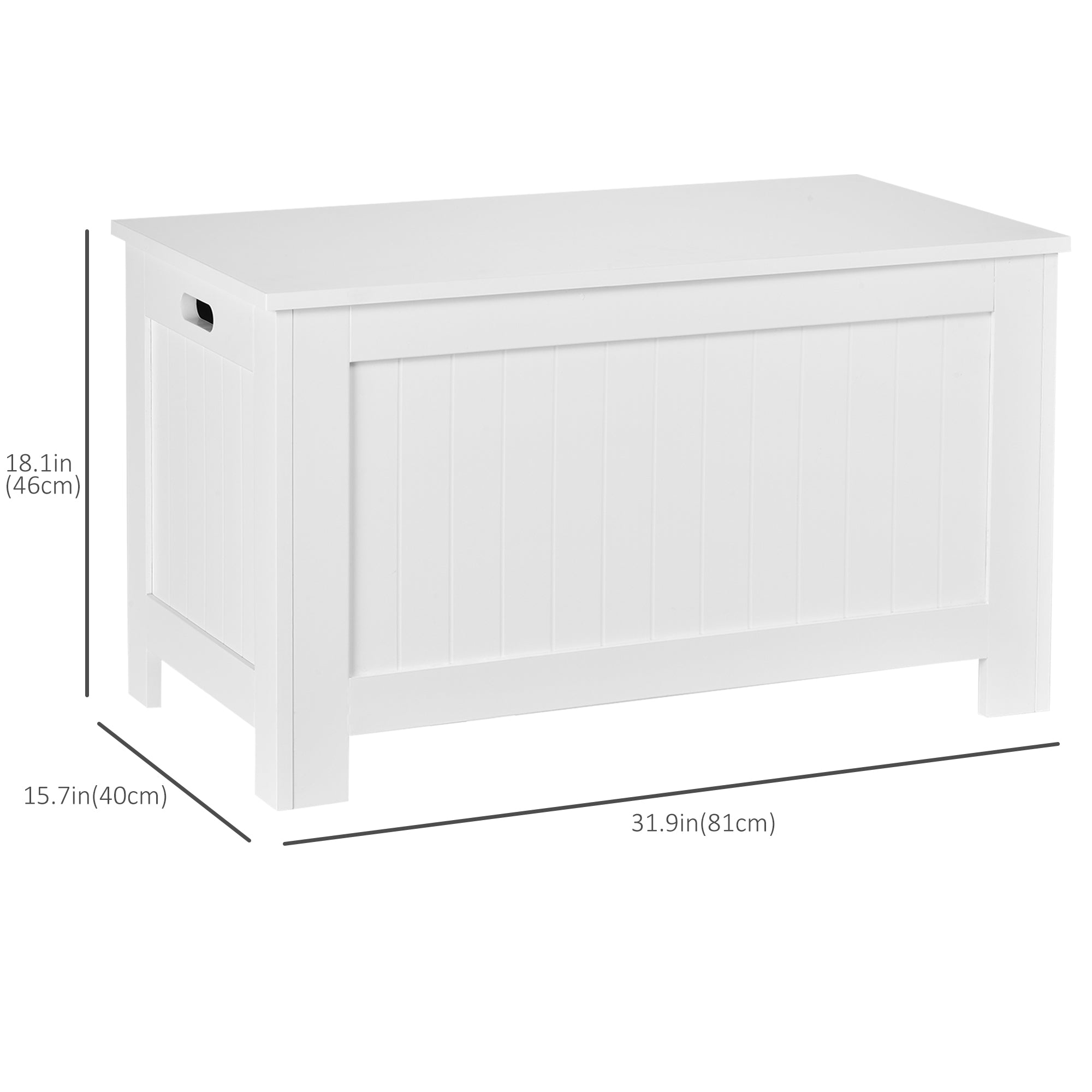 HOMCOM Storage Chest, Modern Storage Trunk with 2 Safety Hinges and Flip-Top Lid, Blanket Box for Bedroom, Living Room, White