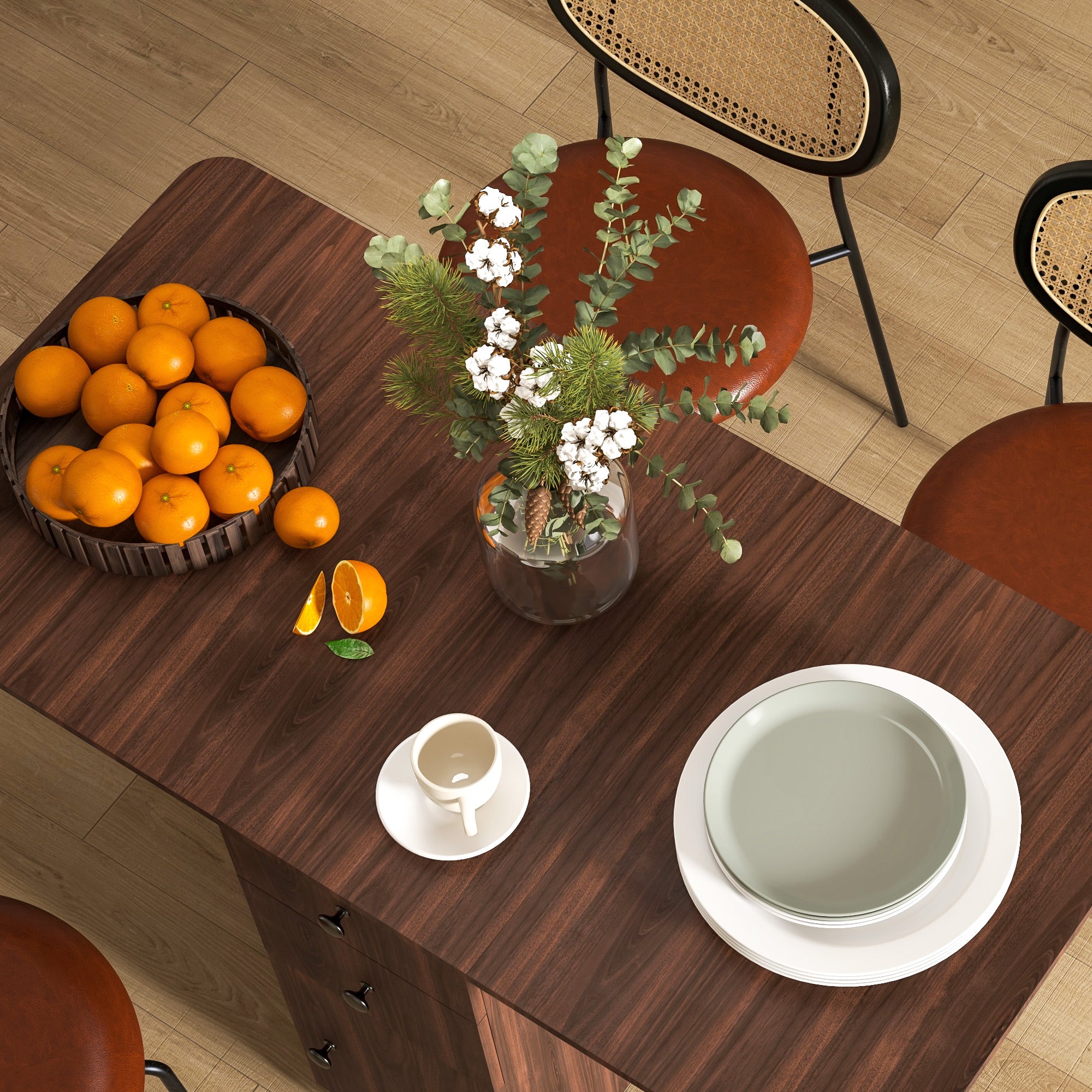 HOMCOM Foldable Dining Table, Rolling Kitchen Table With Storage Drawers and Cabinet, Drop Leaf Table on Wheels, Brown