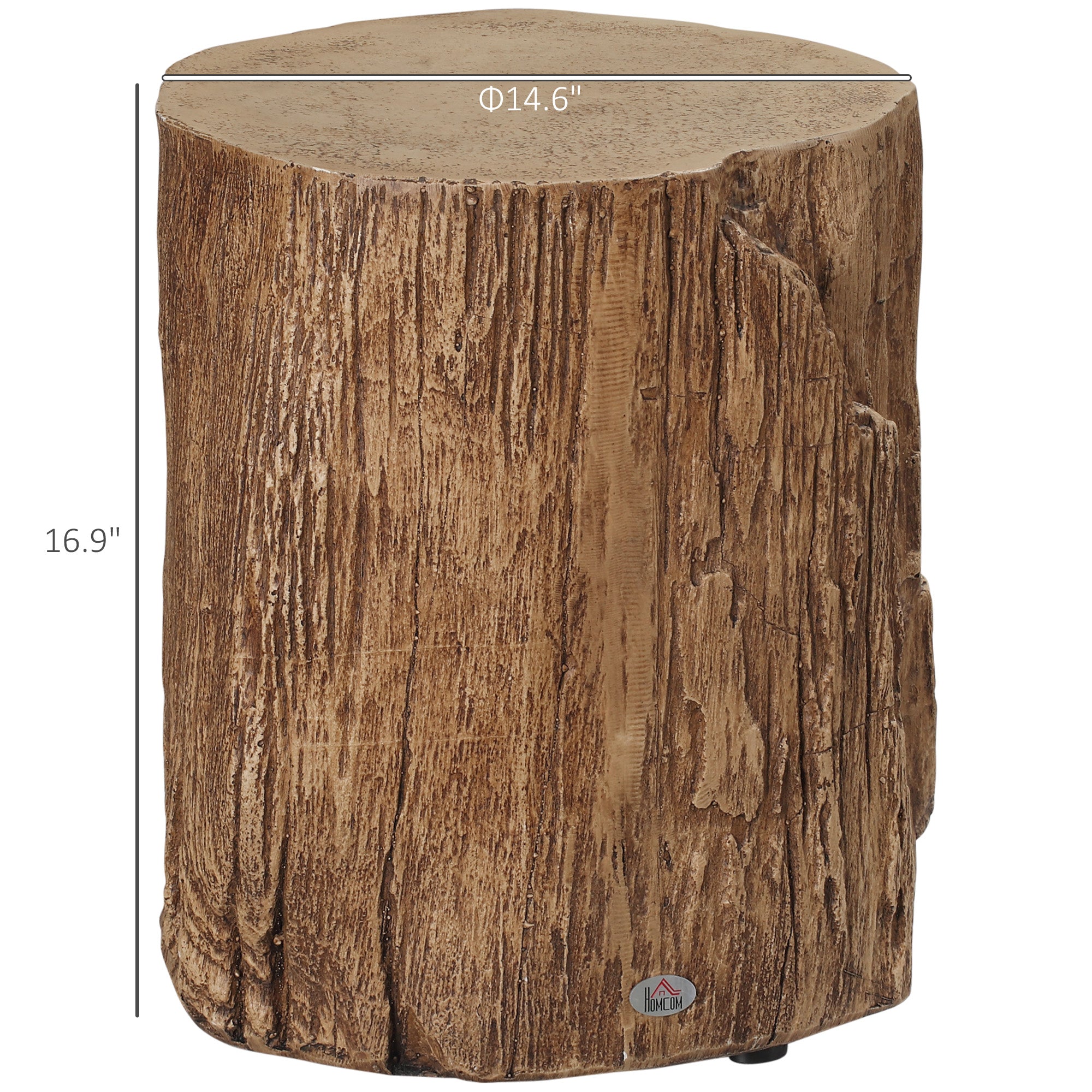 17" Tall Tree Stump End Table Concrete Sofa Side Table Natural Wood