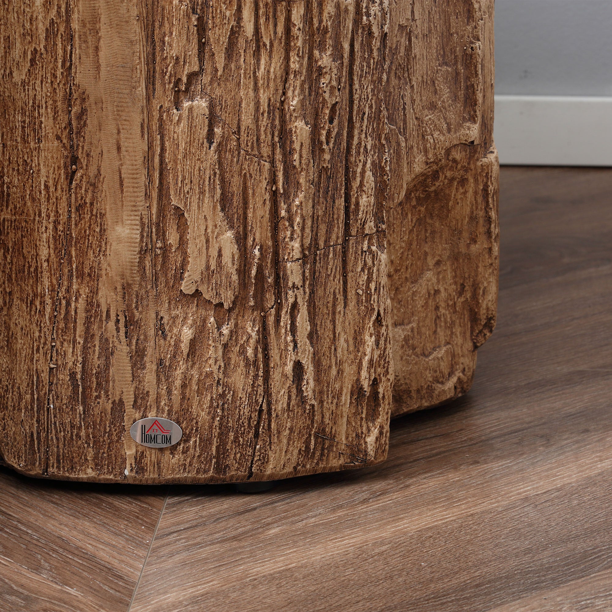 17" Tall Tree Stump End Table Concrete Sofa Side Table Natural Wood