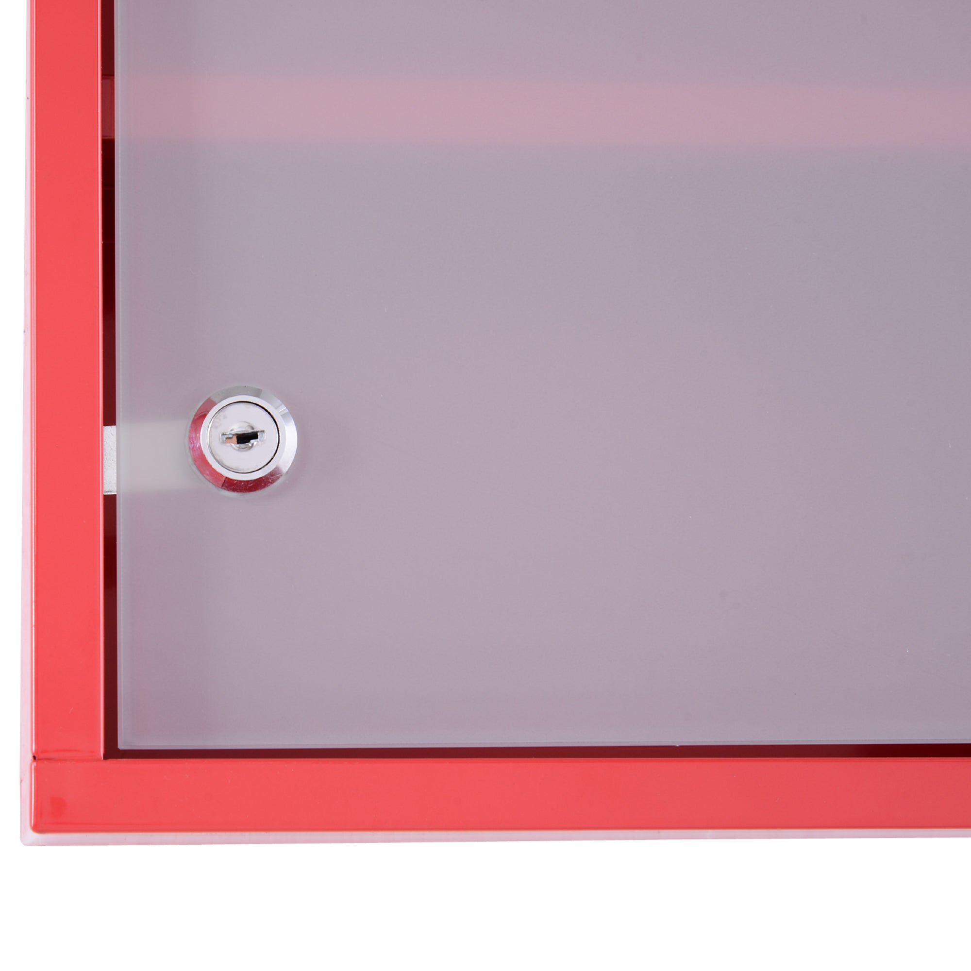 HOMCOM Locking Medicine Cabinet, 12" x 24" Bathroom Wall Cabinet with 4 Tier Shelves, Steel Frame and Glass Door, Lockable with 2 Keys, Red