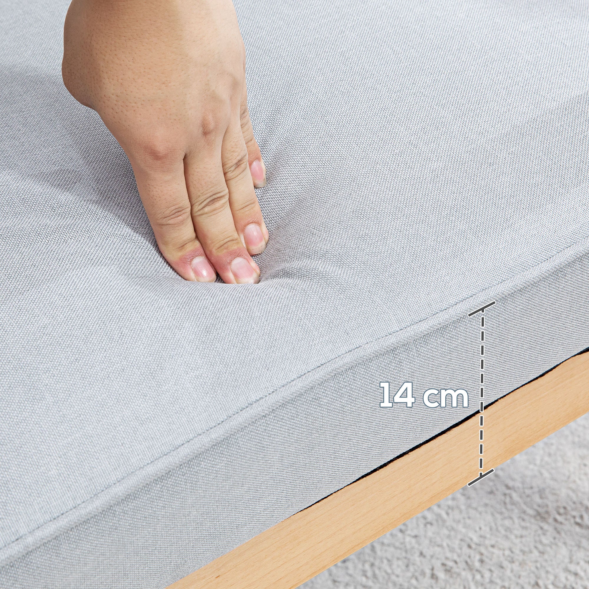 HOMCOM Fabric Accent Chair, Tufted Armchair, Modern Living Room Chair with Wood Legs and Thick Padding for Bedroom, Light Grey