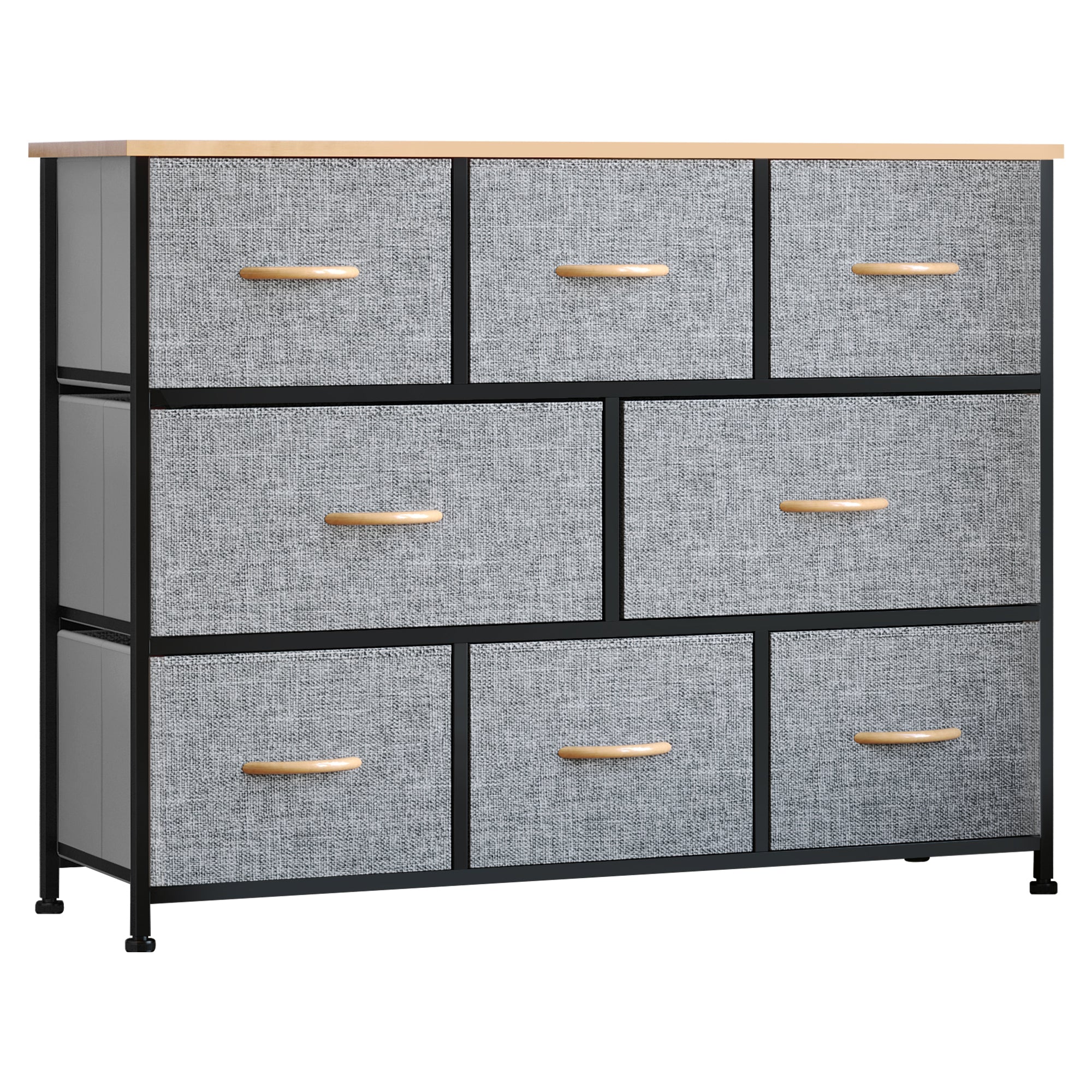 8-Drawer Dresser, 3-Tier Fabric Chest of Drawers, Storage Tower Organizer Unit with Steel Frame for Bedroom, Hallway, Light Gray