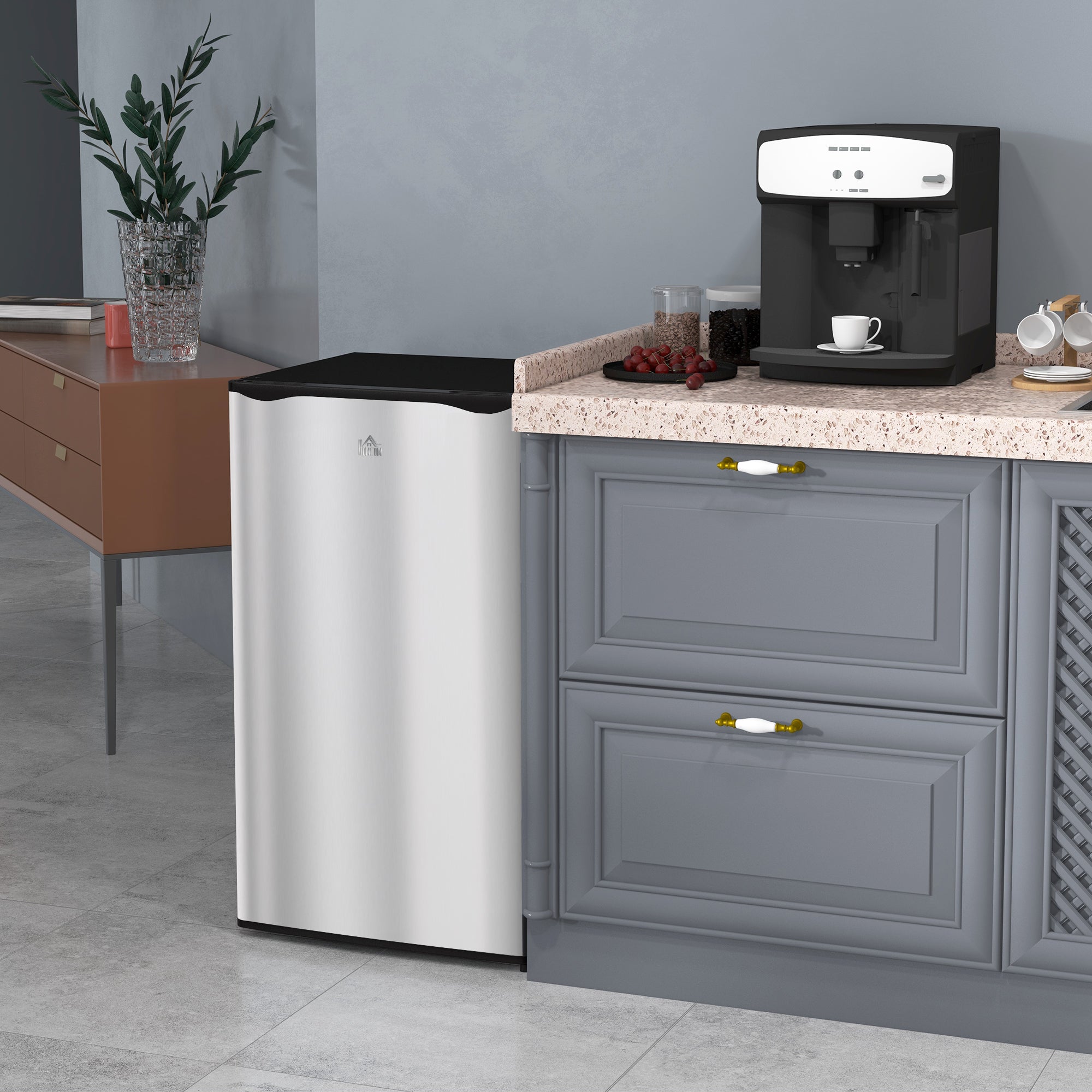 3.2 Cu.Ft Mini Fridge with Freezer, Single Door Compact Refrigerator Silver