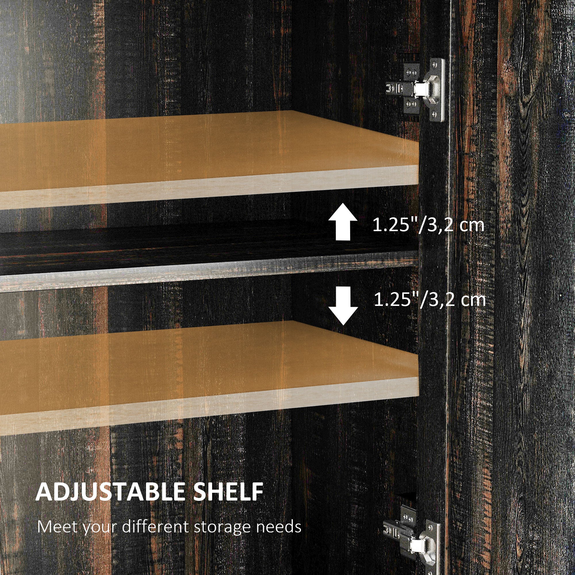 Farmhouse Sideboard Storage Cabinet with Doors and Drawer Dark Brown