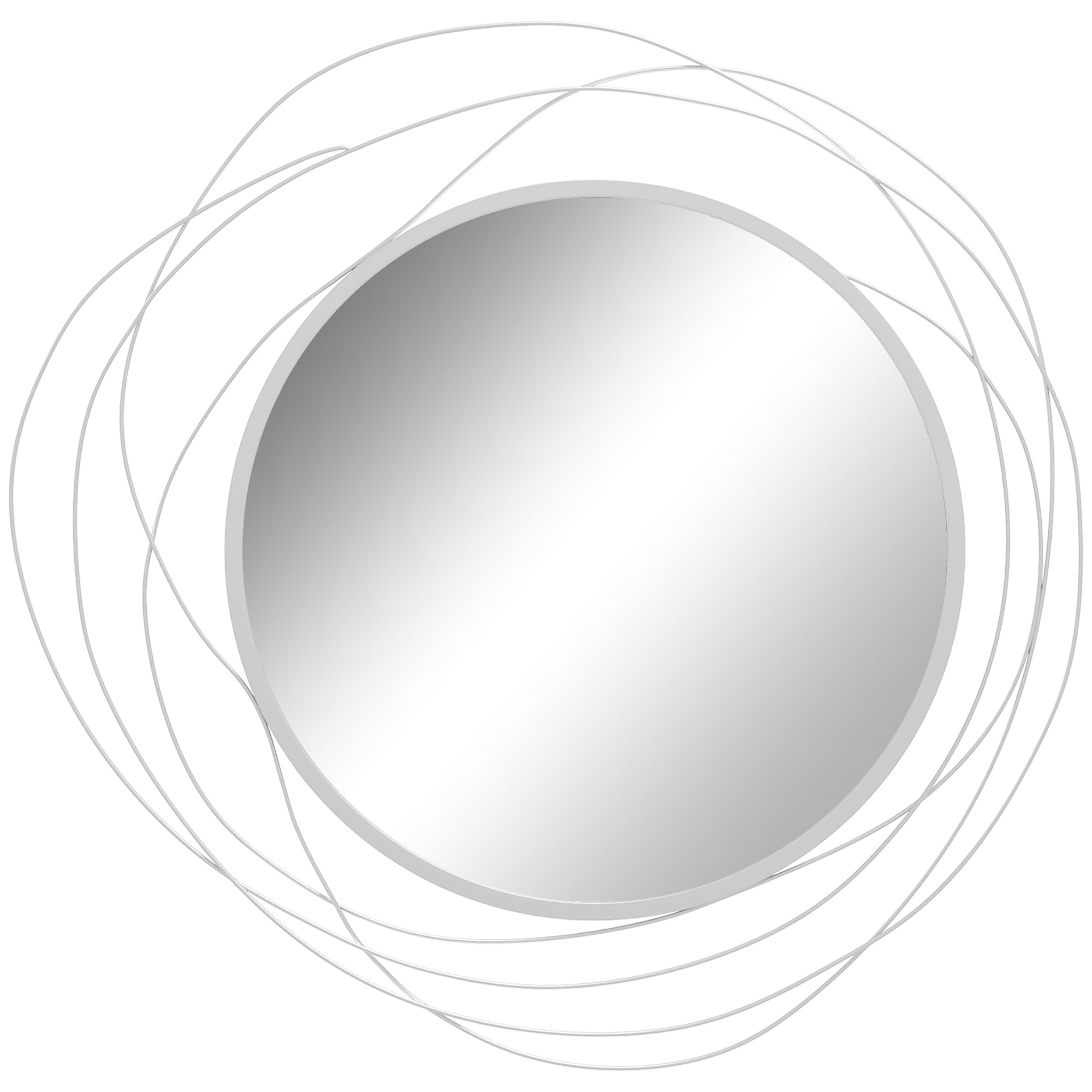 HOMCOM Decor Wall Mirror, Metal Wall Art, 65cm Round Mirror for Living Room, Bedroom, Dining Room, Vanity, Silver