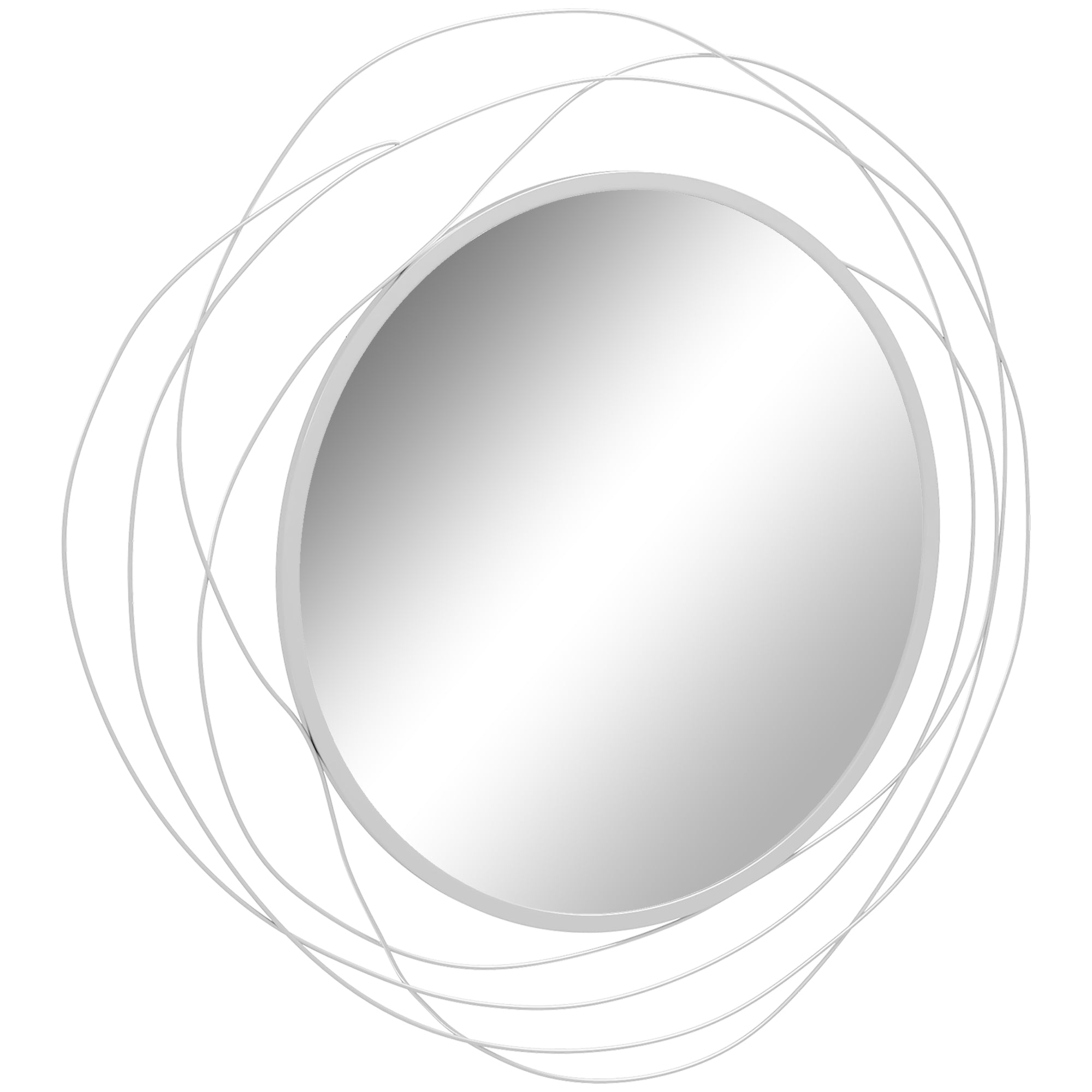 HOMCOM Decor Wall Mirror, Metal Wall Art, 65cm Round Mirror for Living Room, Bedroom, Dining Room, Vanity, Silver