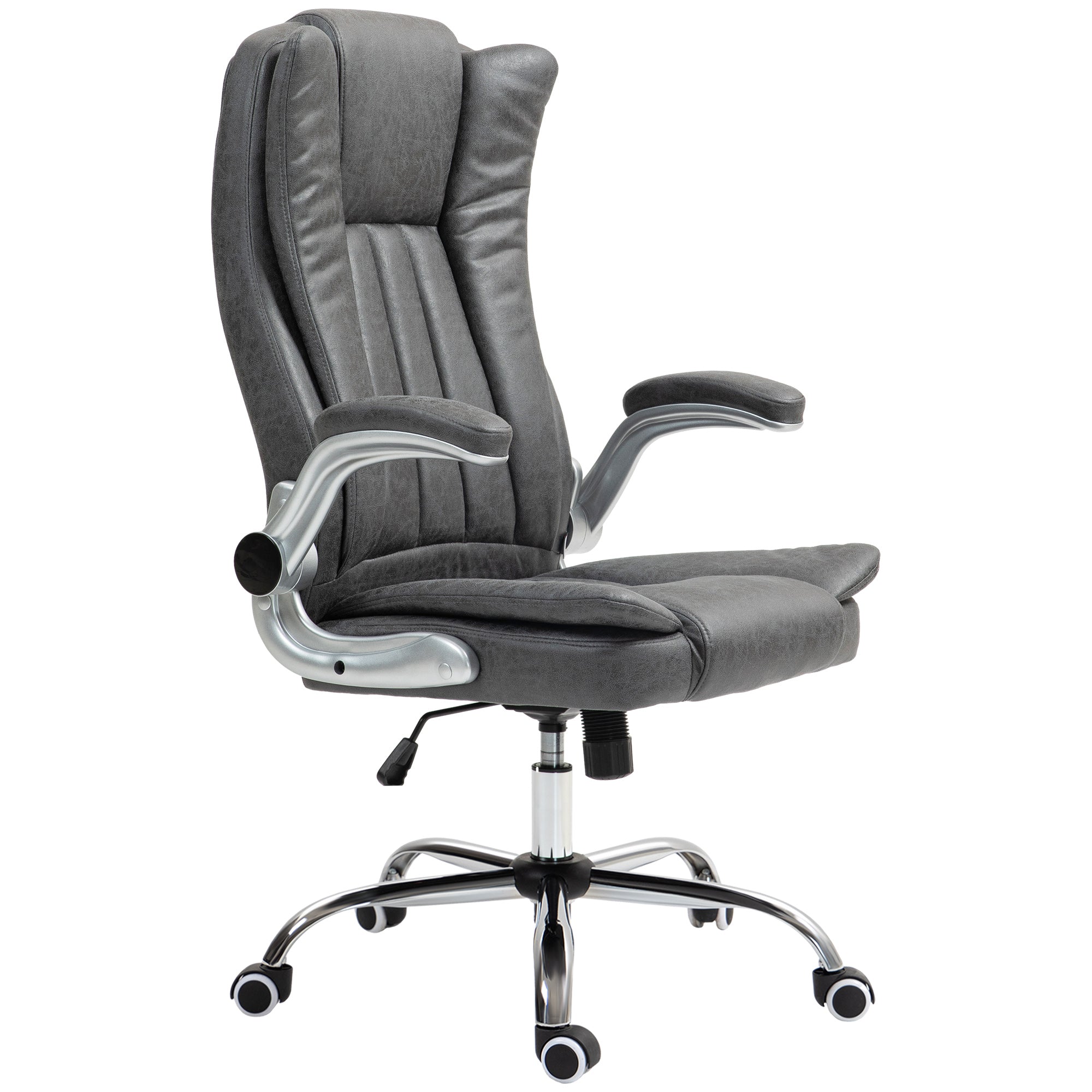 Microfiber Executive Office Chair with Padded Flip up Arms & Adjustable Height, Gray