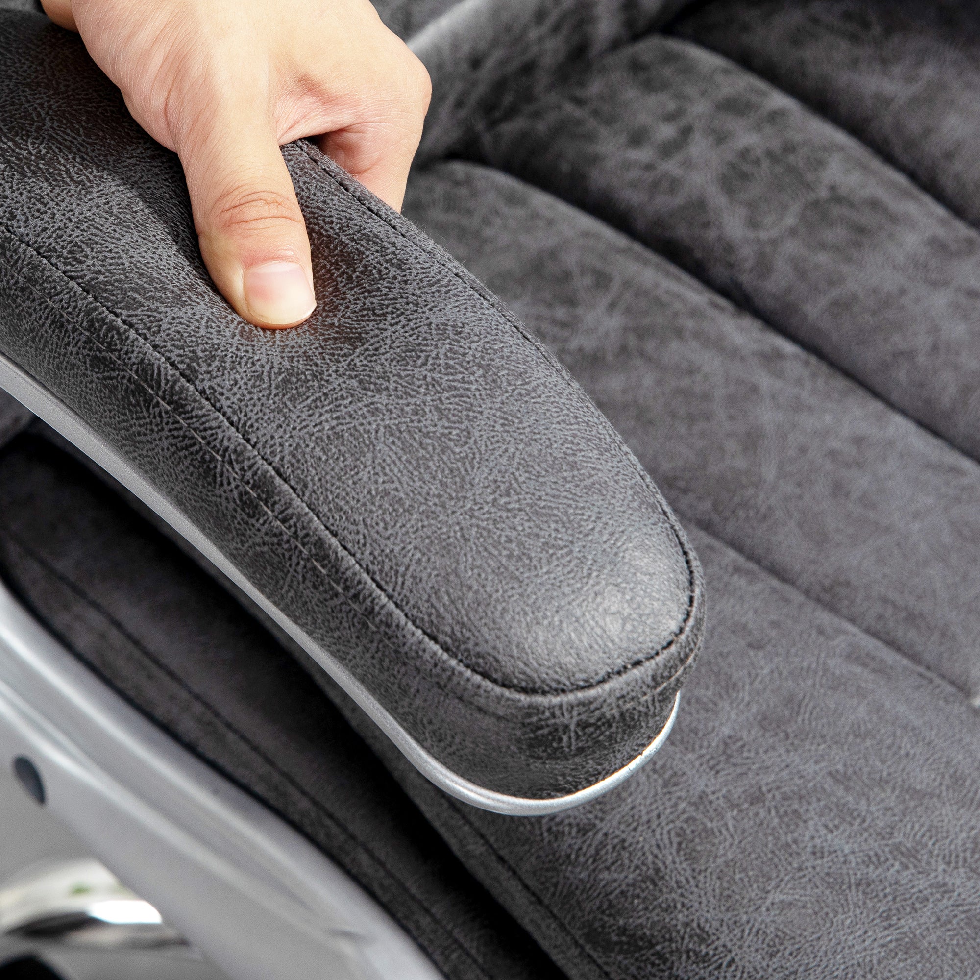 Microfiber Executive Office Chair with Padded Flip up Arms & Adjustable Height, Gray