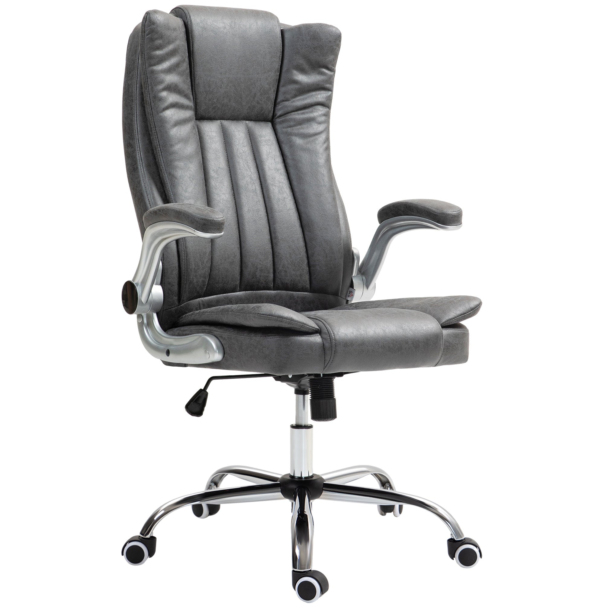 Microfiber Executive Office Chair with Padded Flip up Arms & Adjustable Height, Gray