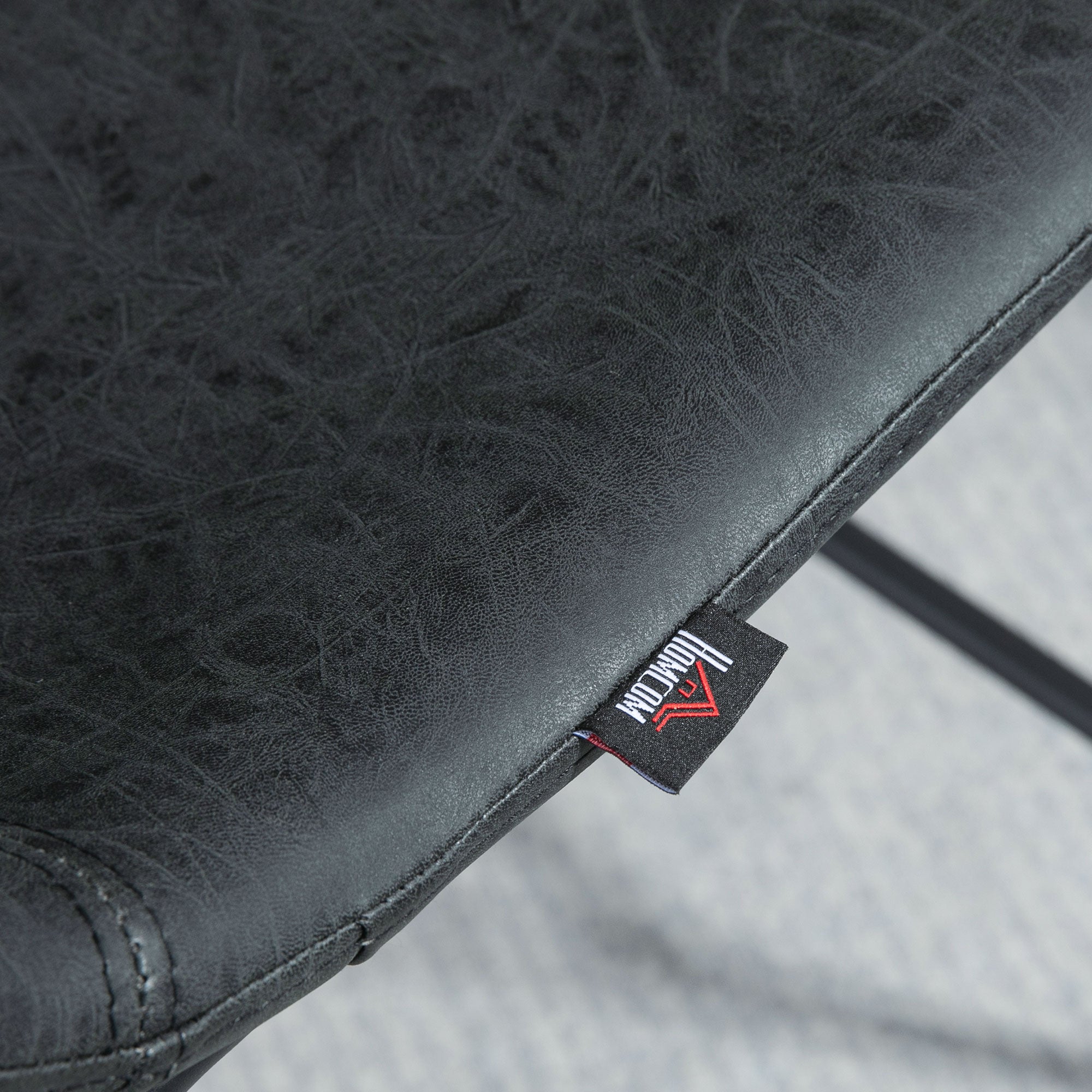 HOMCOM Counter Height Bar Stools Set of 2, Vintage PU Leather Bar Chairs, Kitchen Stools with Footrest for Home Bar, Black