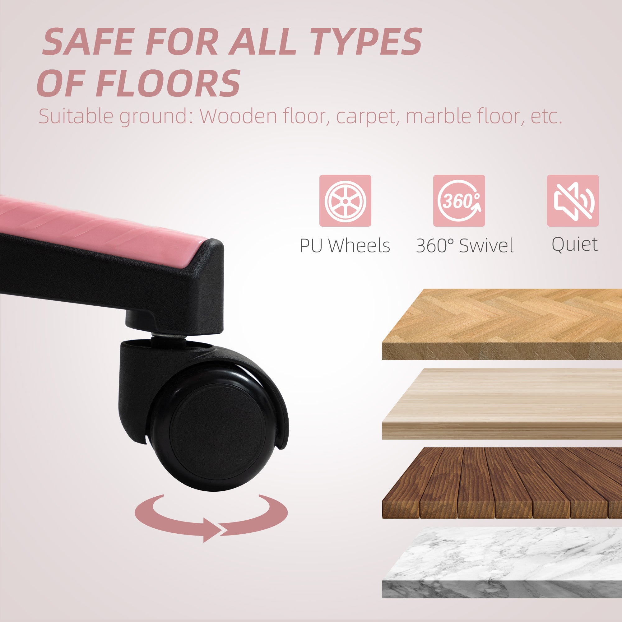 HOMCOM Executive Office Chair, High Back Desk Chair with Headrest, Swivel Wheels, Foot Rest, Overstuffed Reclining PU Leather Computer Chair for Home, Pink