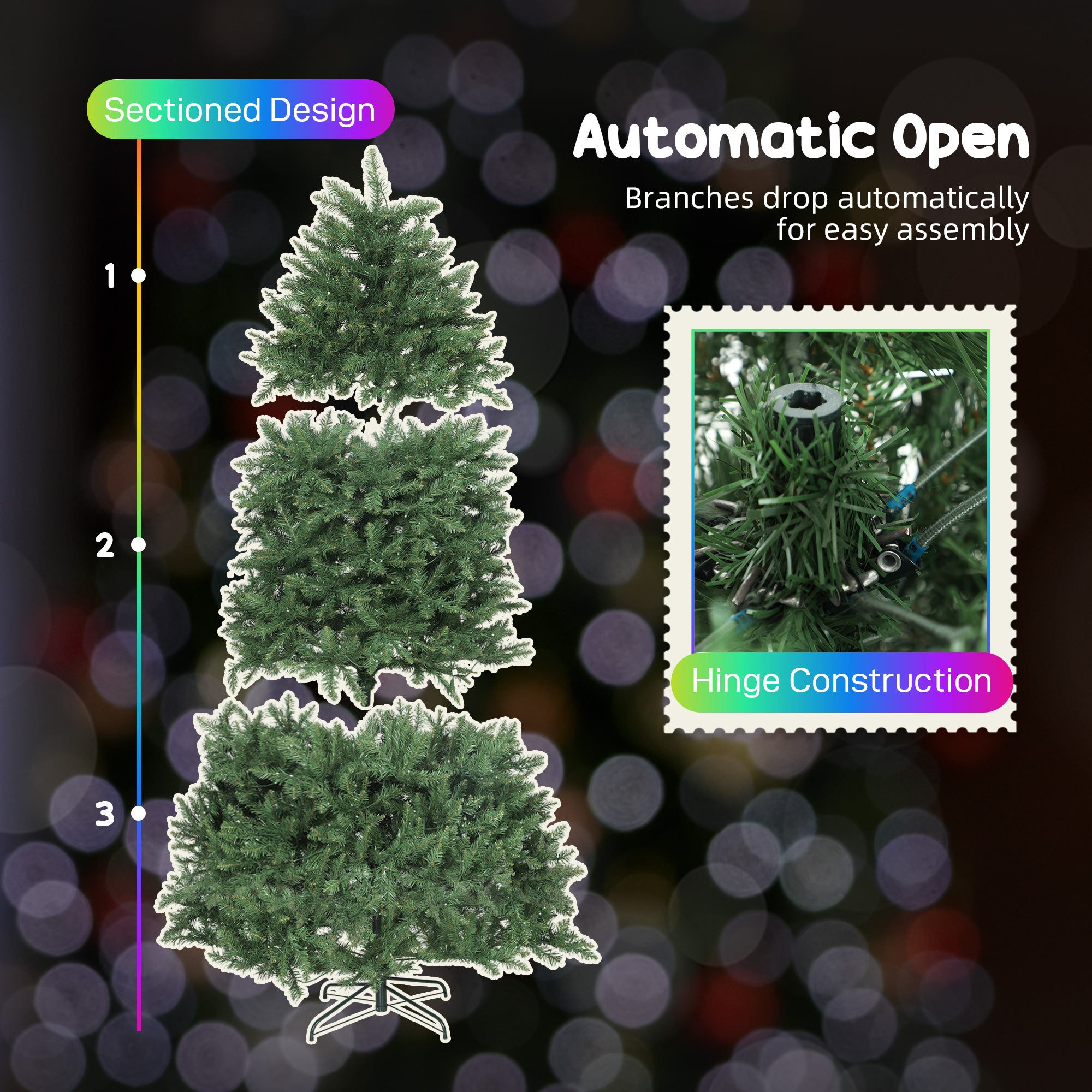6ft Smart Prelit Christmas Tree with Full-Spectrum RGB Dimmable LEDs, App and Remote Control, Wide Full Hinged Xmas Tree, Easy Assembly, Artificial Holiday Decoration, Green