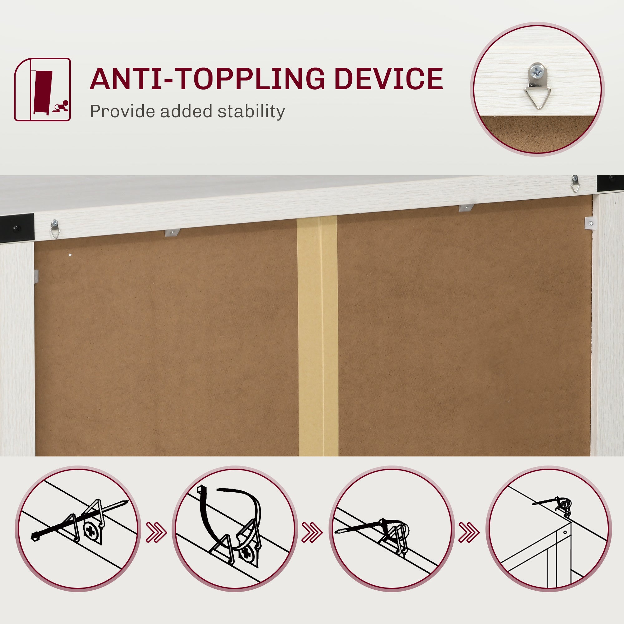Sideboard with Storage, Buffet Cabinet, 2 Barn Doors & Drawer for Dining Room, White Oak - HOMCOM
