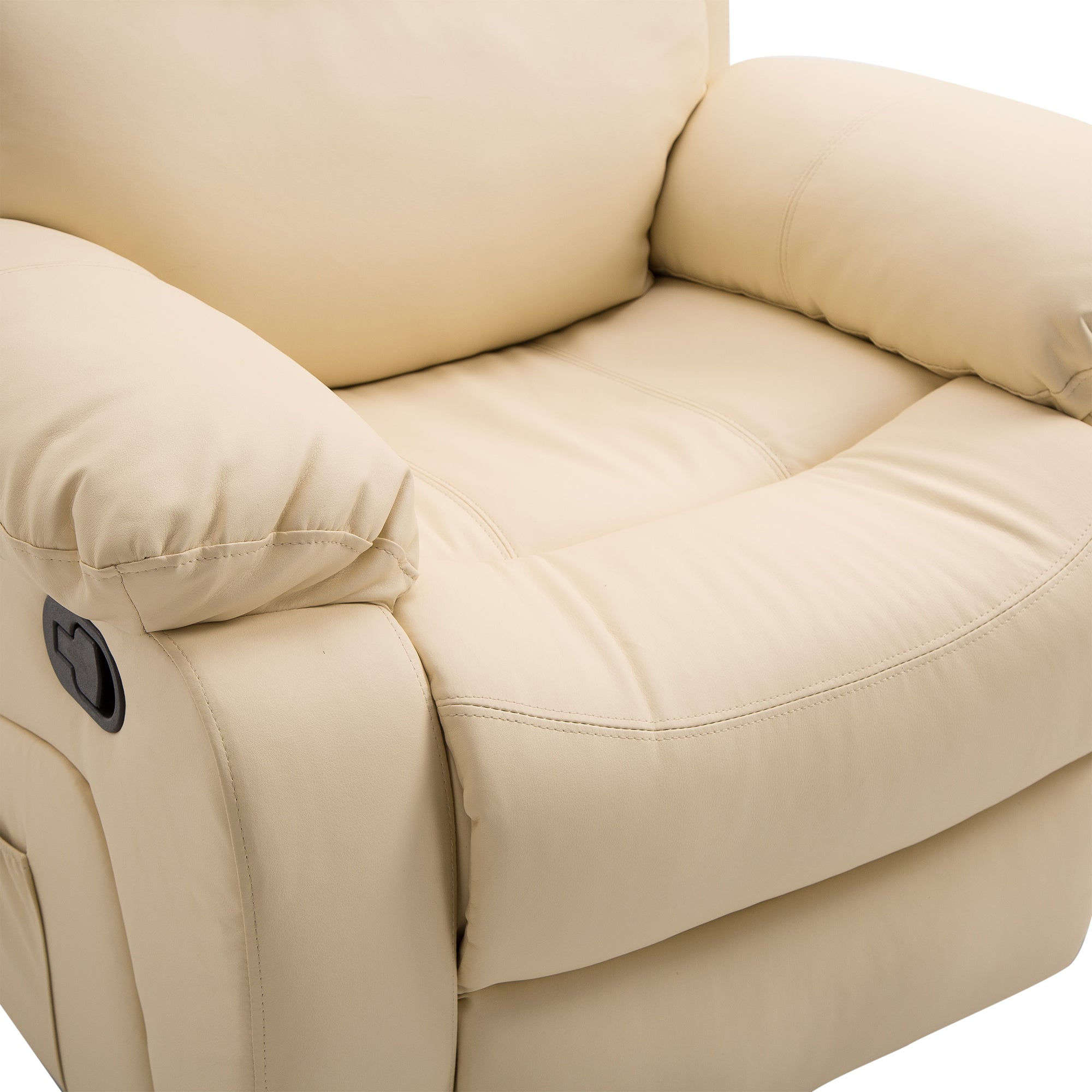 HOMCOM PU Leather Massage Recliner Chair with 8 Points and Heat, Manual Reclining Chair with Swivel Base, Footrest and Remote, Rocking Armchair, Beige