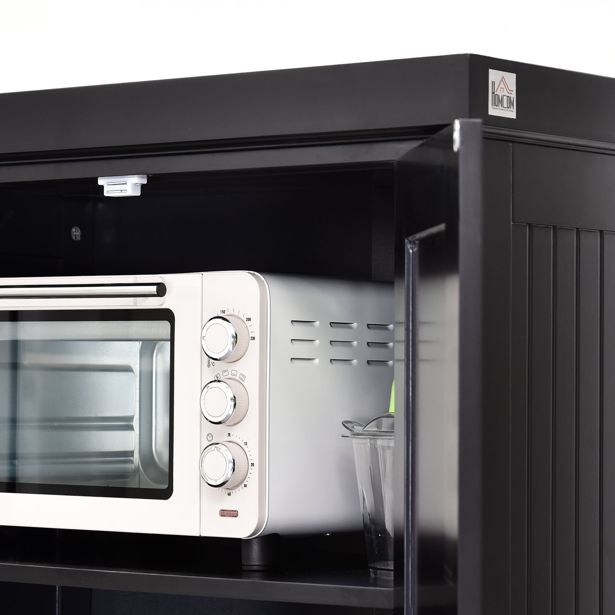 HOMCOM 183cm Freestanding Kitchen Cupboard, Tall Storage Cabinet with 4 Doors and 3 Adjustable Shelves, Traditional Kitchen Pantry Cupboard for Dining Room, Black